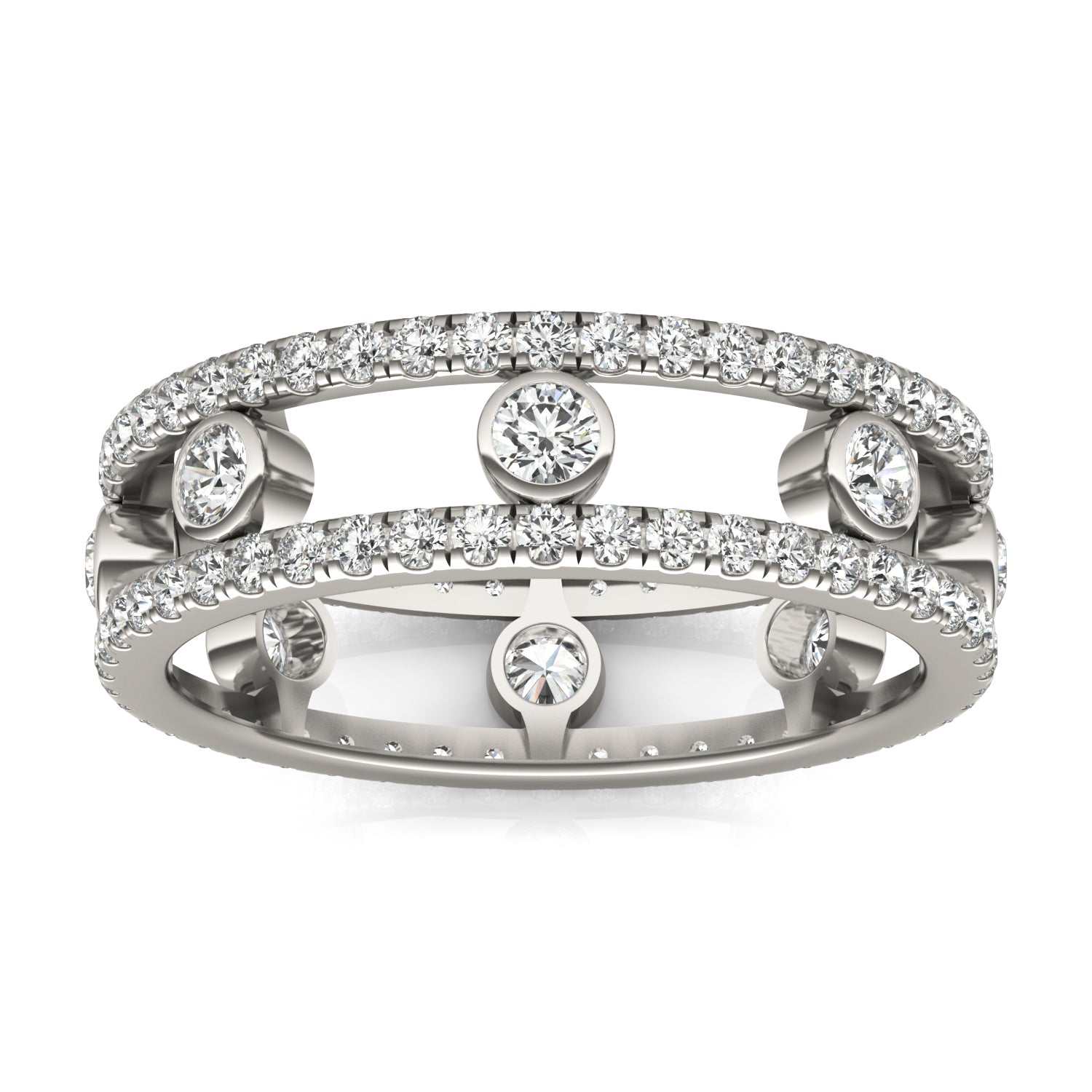 1 2/5 CTW Round Caydia® Lab Grown Diamond Couture Three Row Eternity Ring