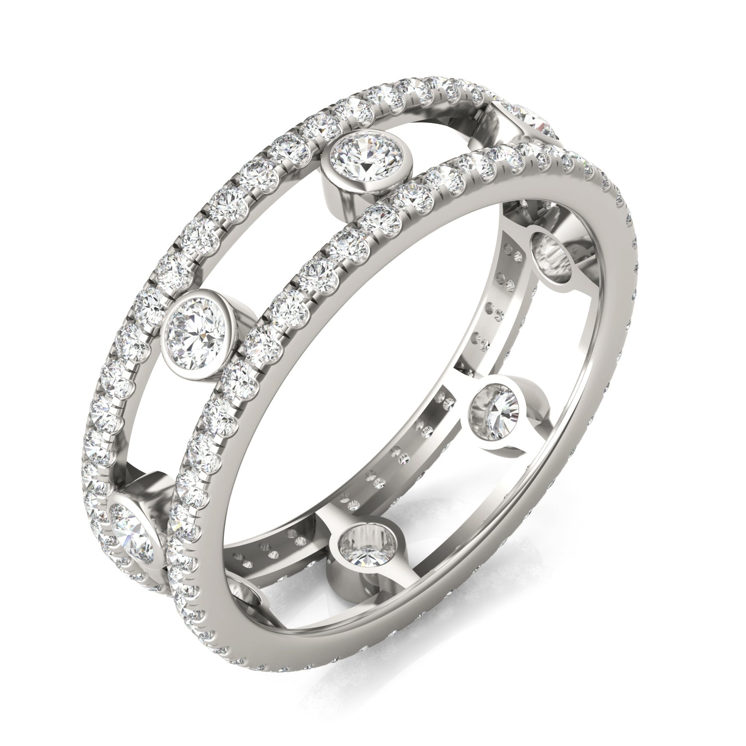 1 2/5 CTW Round Caydia® Lab Grown Diamond Couture Three Row Eternity Ring