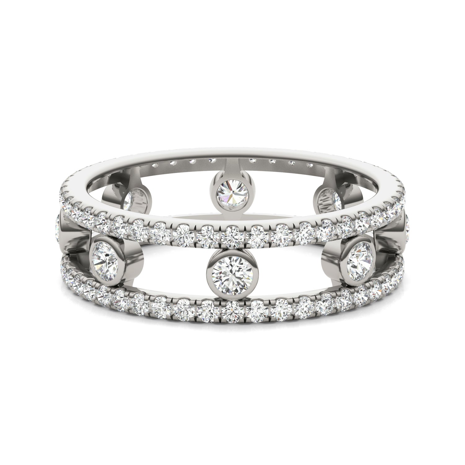 1 2/5 CTW Round Caydia® Lab Grown Diamond Couture Three Row Eternity Ring