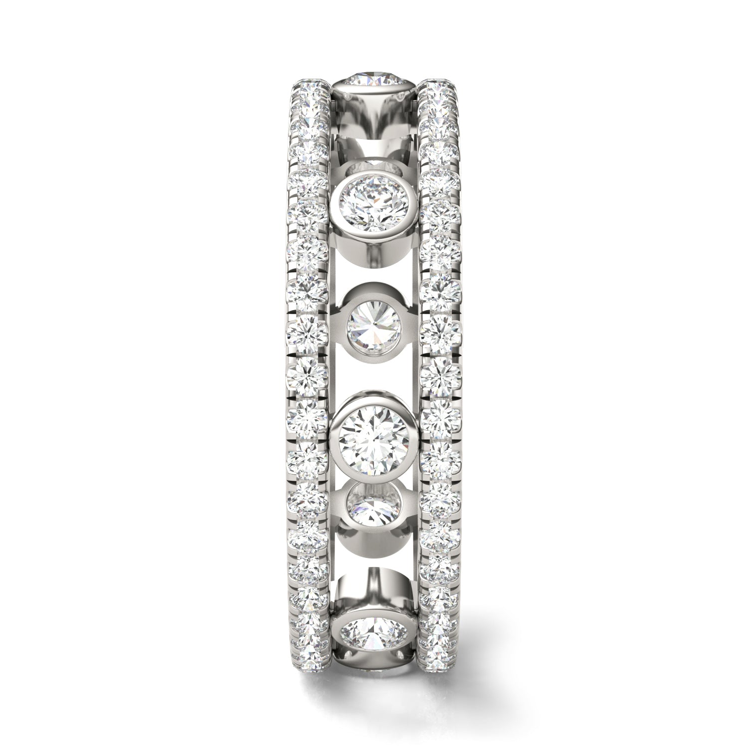 1 2/5 CTW Round Caydia® Lab Grown Diamond Couture Three Row Eternity Ring