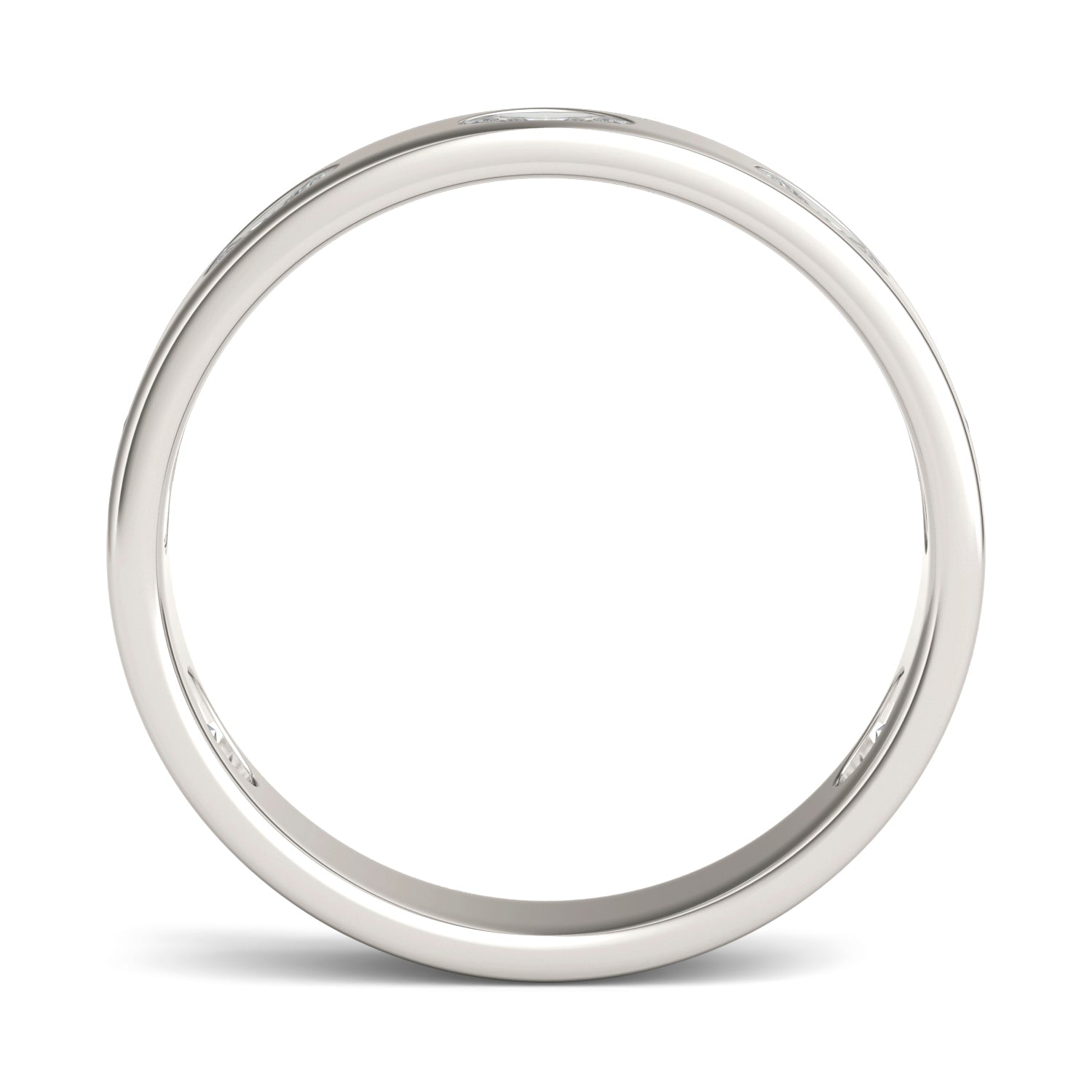 0.70 CTW DEW Oval Forever One™ Moissanite Bezel Set Seven Stone Ring