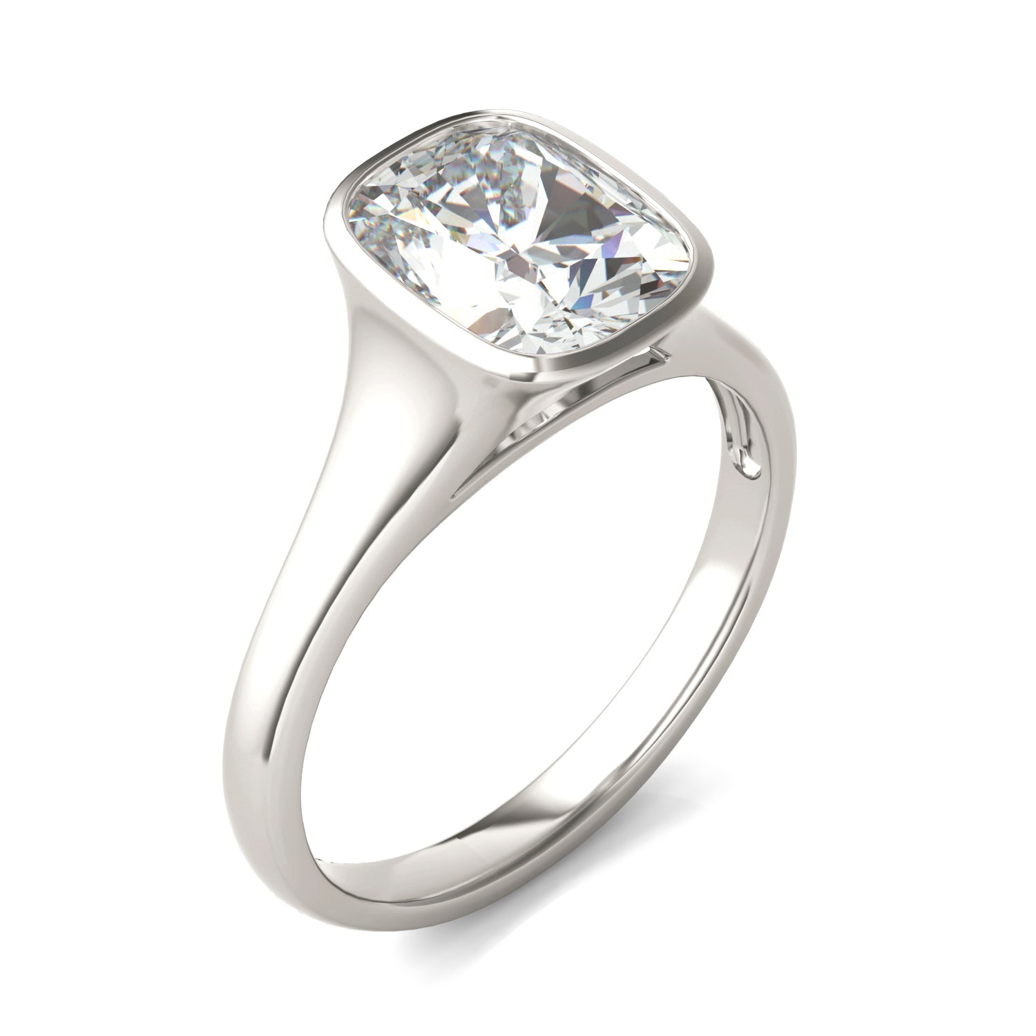 2.30 CTW DEW Elongated Cushion Forever One™ Moissanite Bezel Set Solitaire Ring