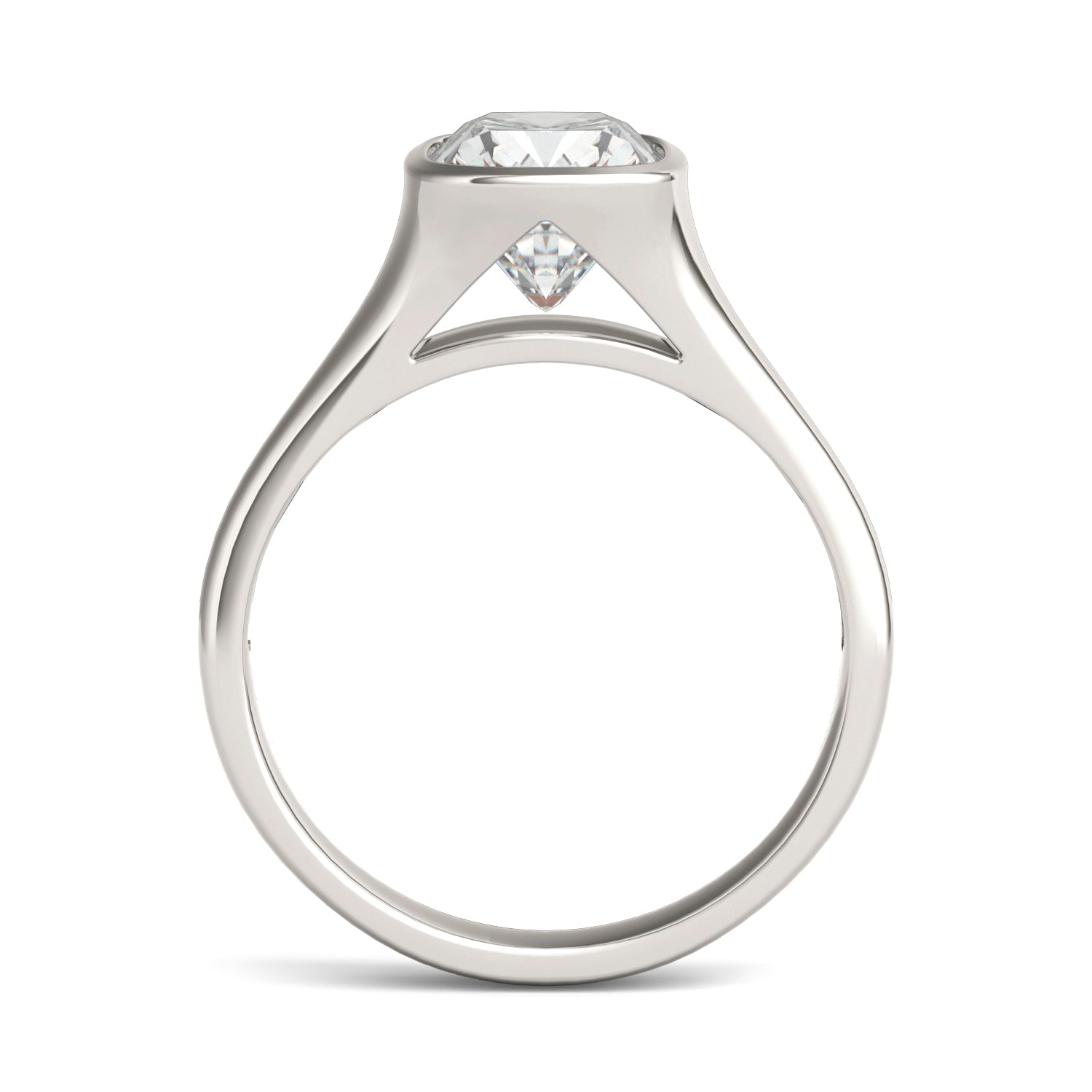 2.30 CTW DEW Elongated Cushion Forever One™ Moissanite Bezel Set Solitaire Ring