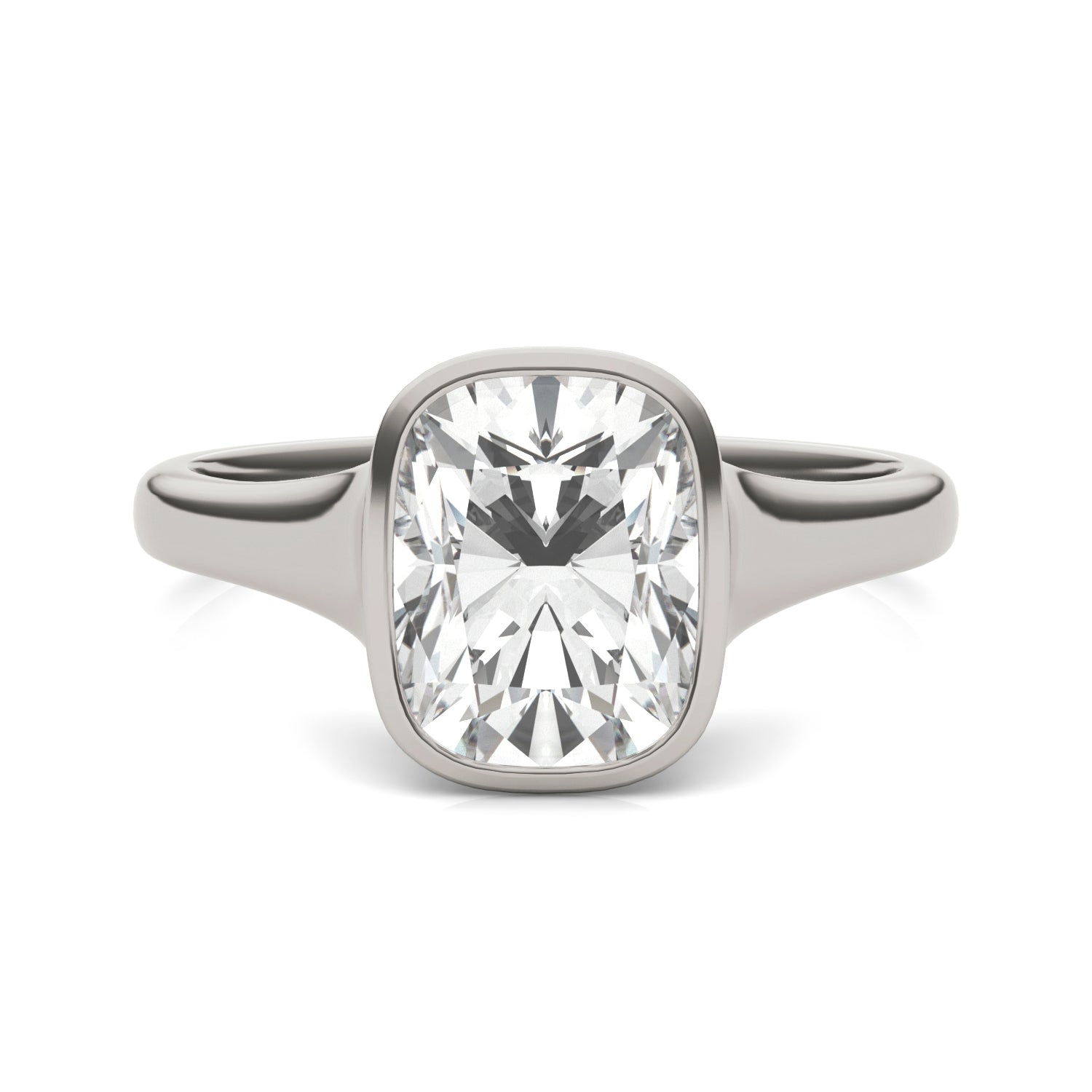 2.30 CTW DEW Elongated Cushion Forever One™ Moissanite Bezel Set Solitaire Ring