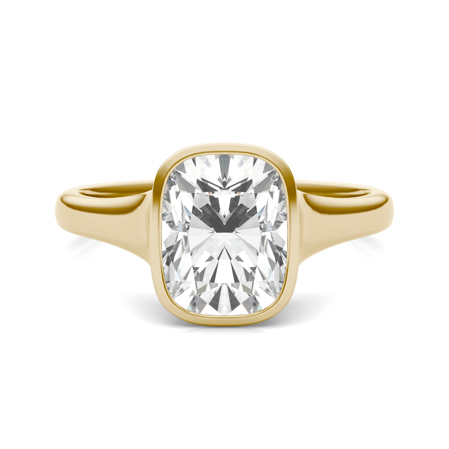 2.30 CTW DEW Elongated Cushion Forever One™ Moissanite Bezel Set Solitaire Ring