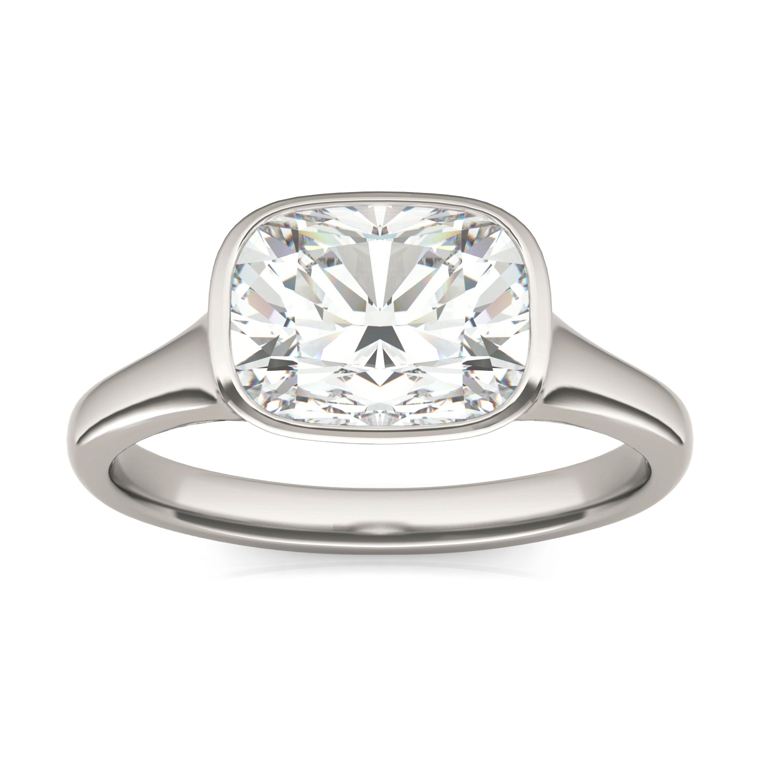 2.30 CTW DEW Elongated Cushion Forever One™ Moissanite Bezel Set Solitaire Ring