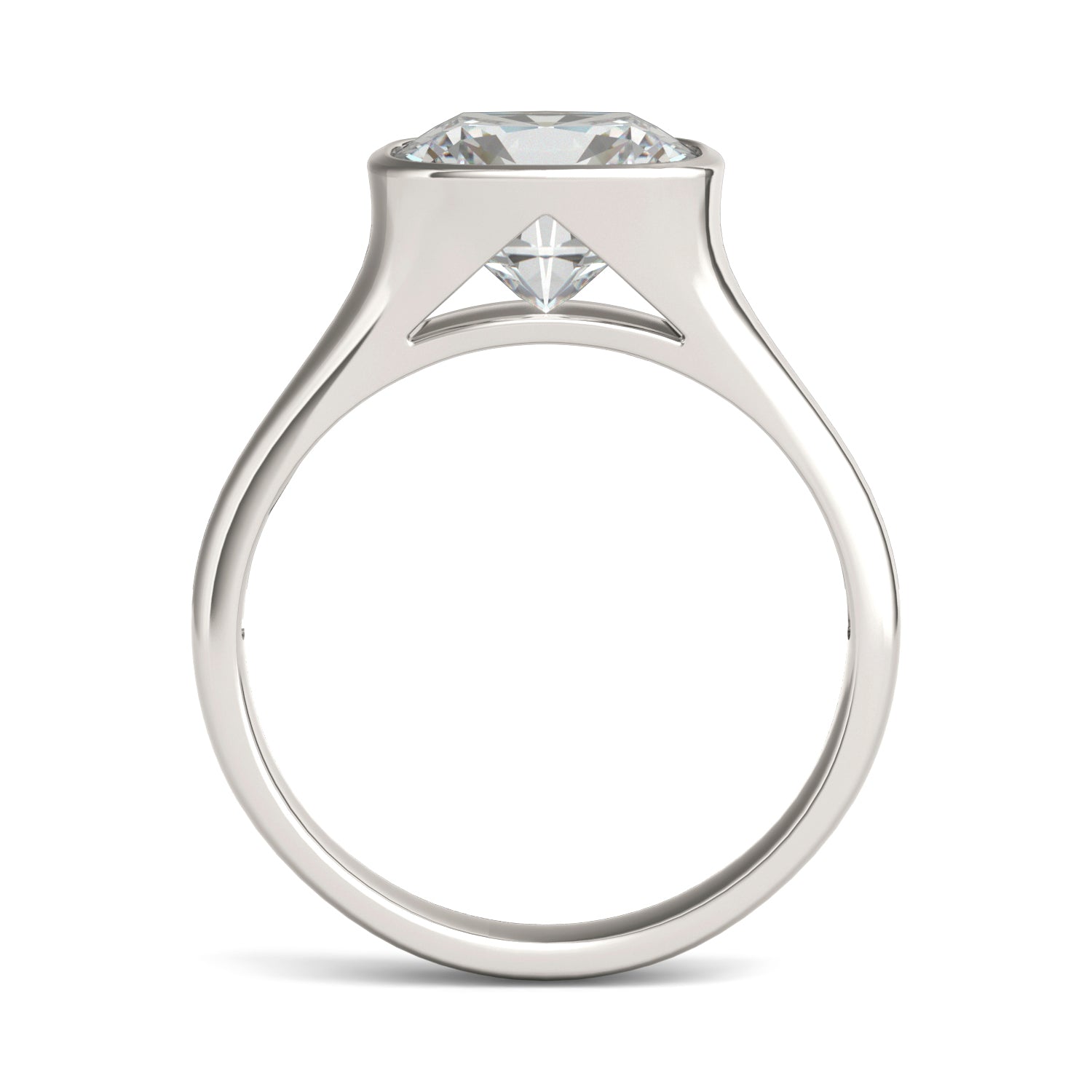 2.30 CTW DEW Elongated Cushion Forever One™ Moissanite Bezel Set Solitaire Ring