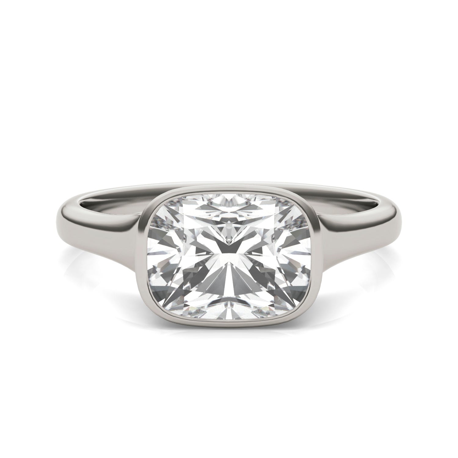 2.30 CTW DEW Elongated Cushion Forever One™ Moissanite Bezel Set Solitaire Ring