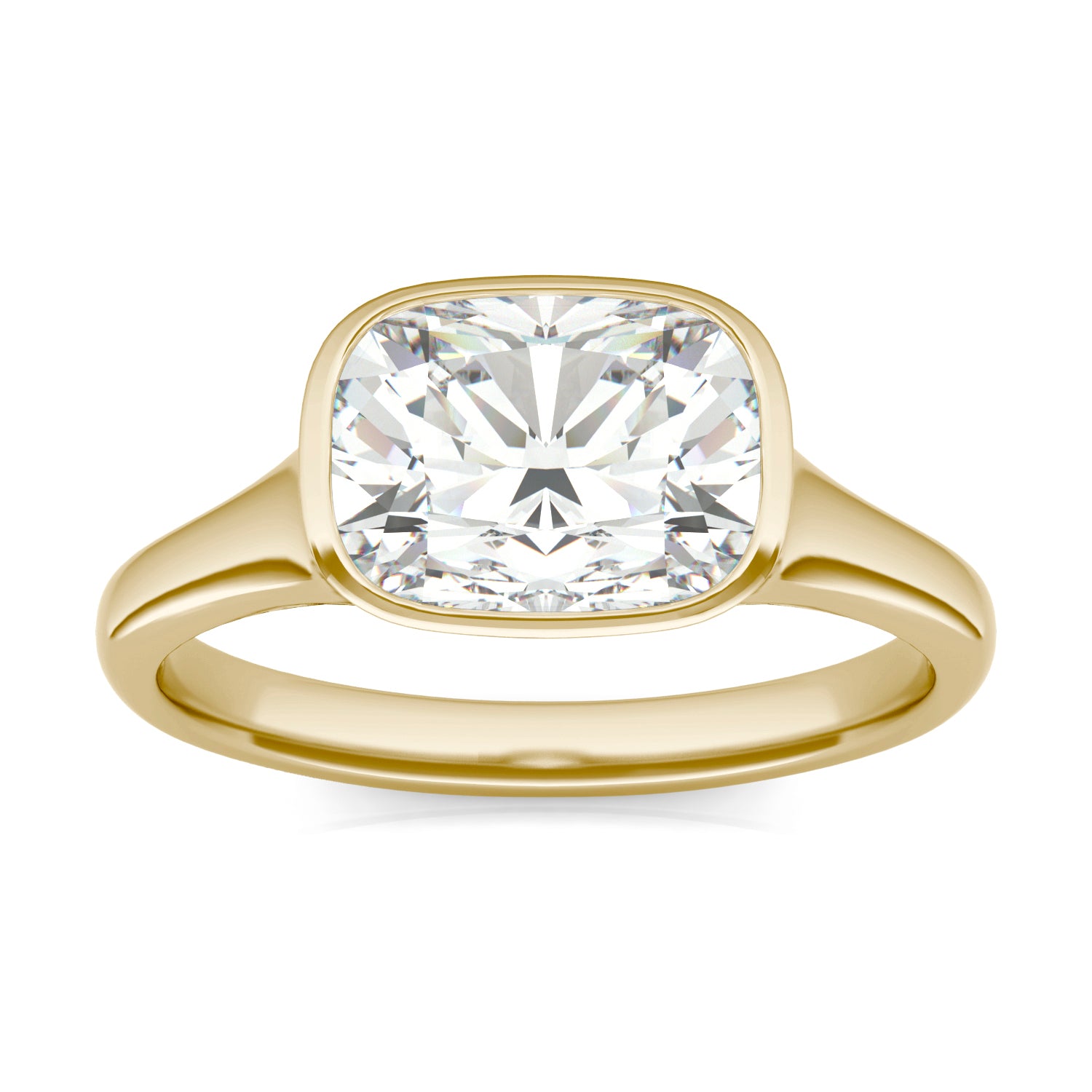 2.30 CTW DEW Elongated Cushion Forever One™ Moissanite Bezel Set Solitaire Ring