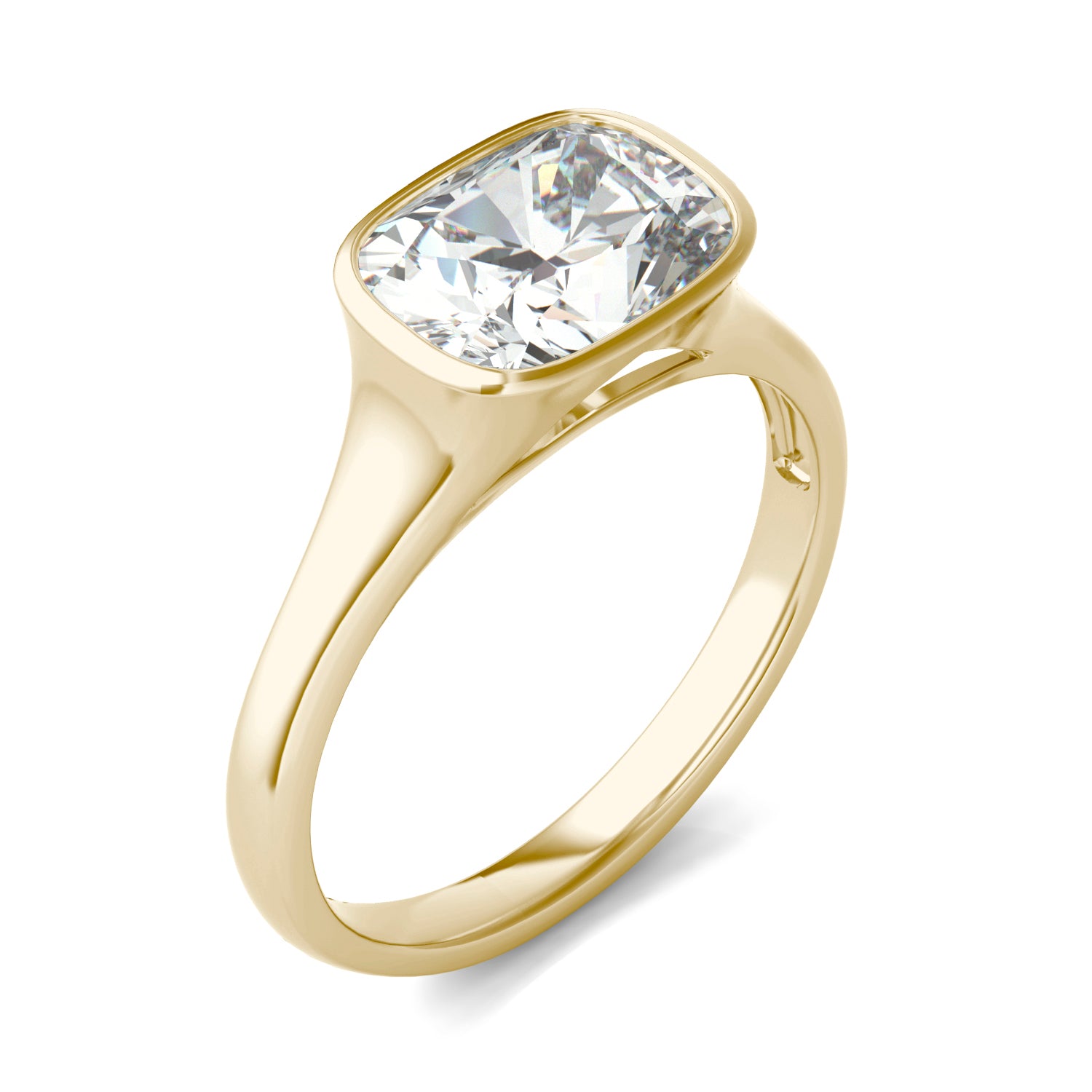 2.30 CTW DEW Elongated Cushion Forever One™ Moissanite Bezel Set Solitaire Ring