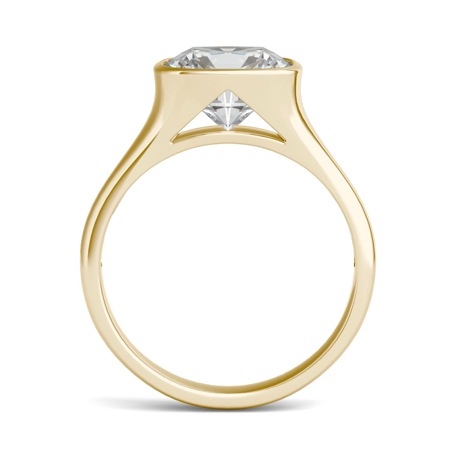 2.30 CTW DEW Elongated Cushion Forever One™ Moissanite Bezel Set Solitaire Ring