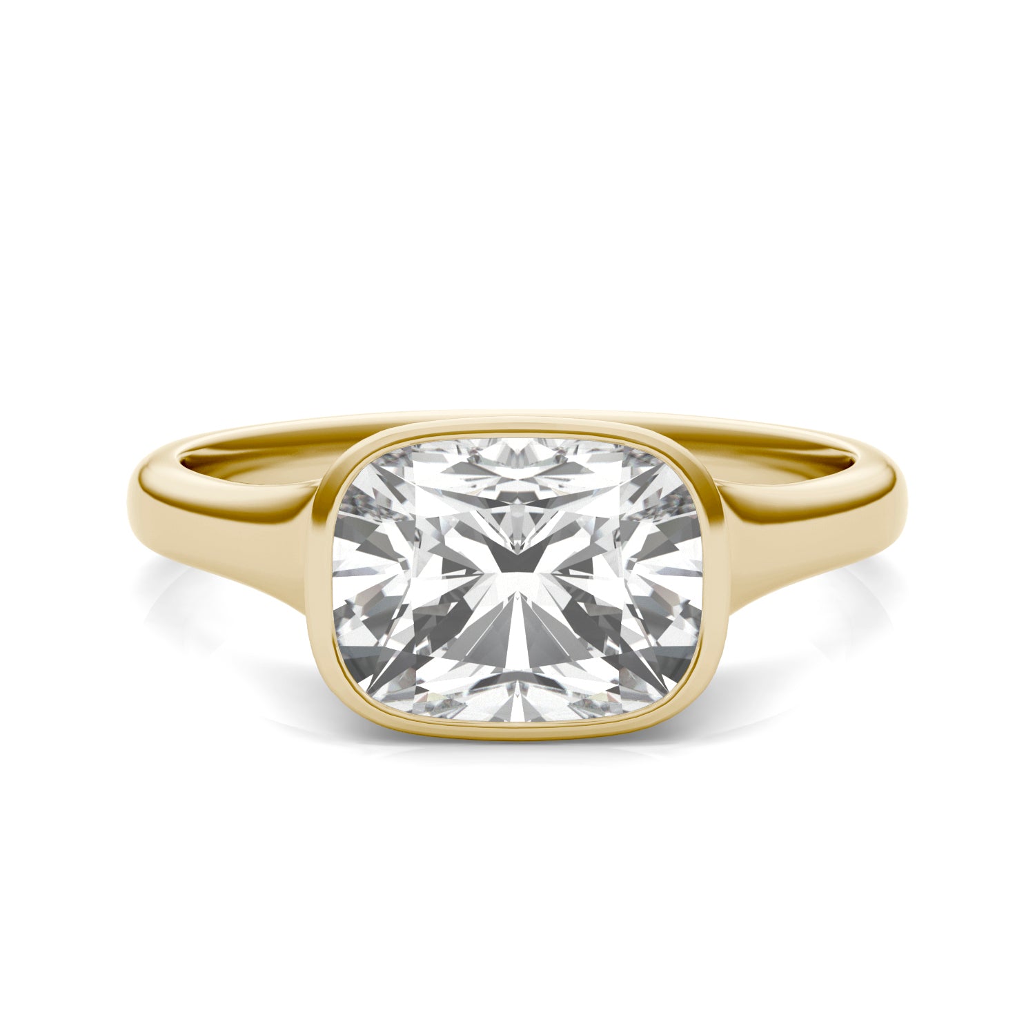 2.30 CTW DEW Elongated Cushion Forever One™ Moissanite Bezel Set Solitaire Ring