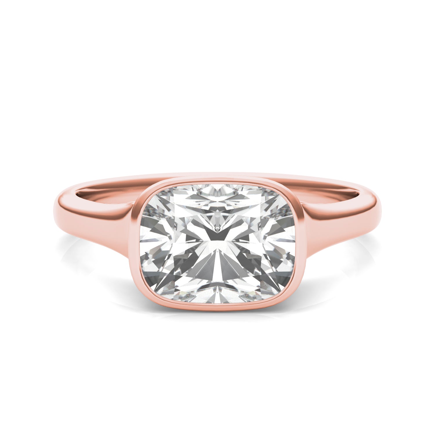 2.30 CTW DEW Elongated Cushion Forever One™ Moissanite Bezel Set Solitaire Ring