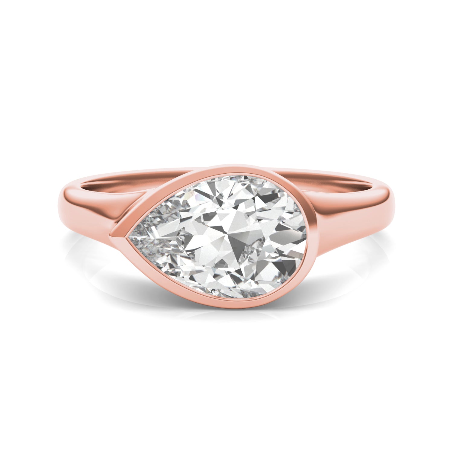 2.10 CTW DEW Pear Forever One™ Moissanite Bezel Set Solitaire Ring