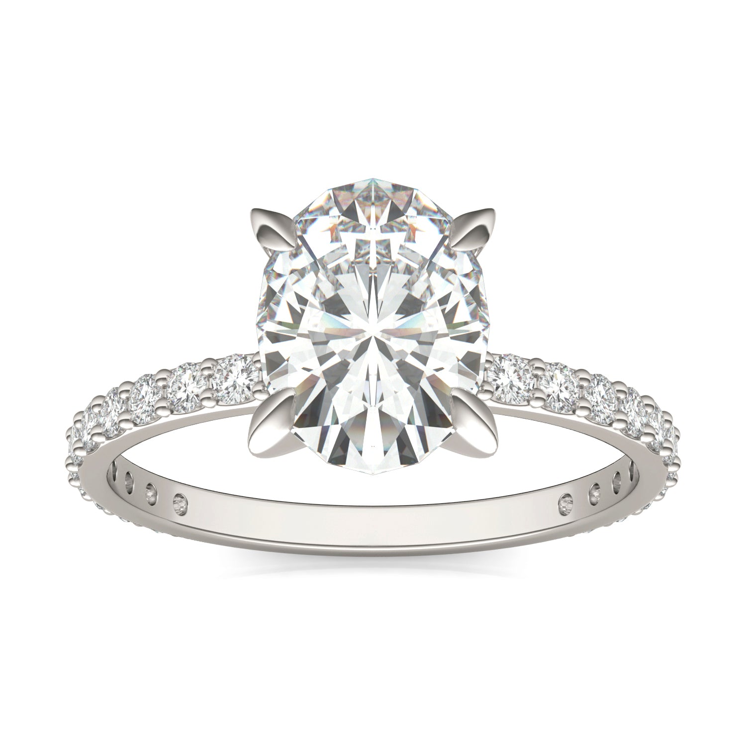 2 2/5 CTW Oval Caydia® Lab Grown Diamond Classic Solitaire with Side Accents Ring
