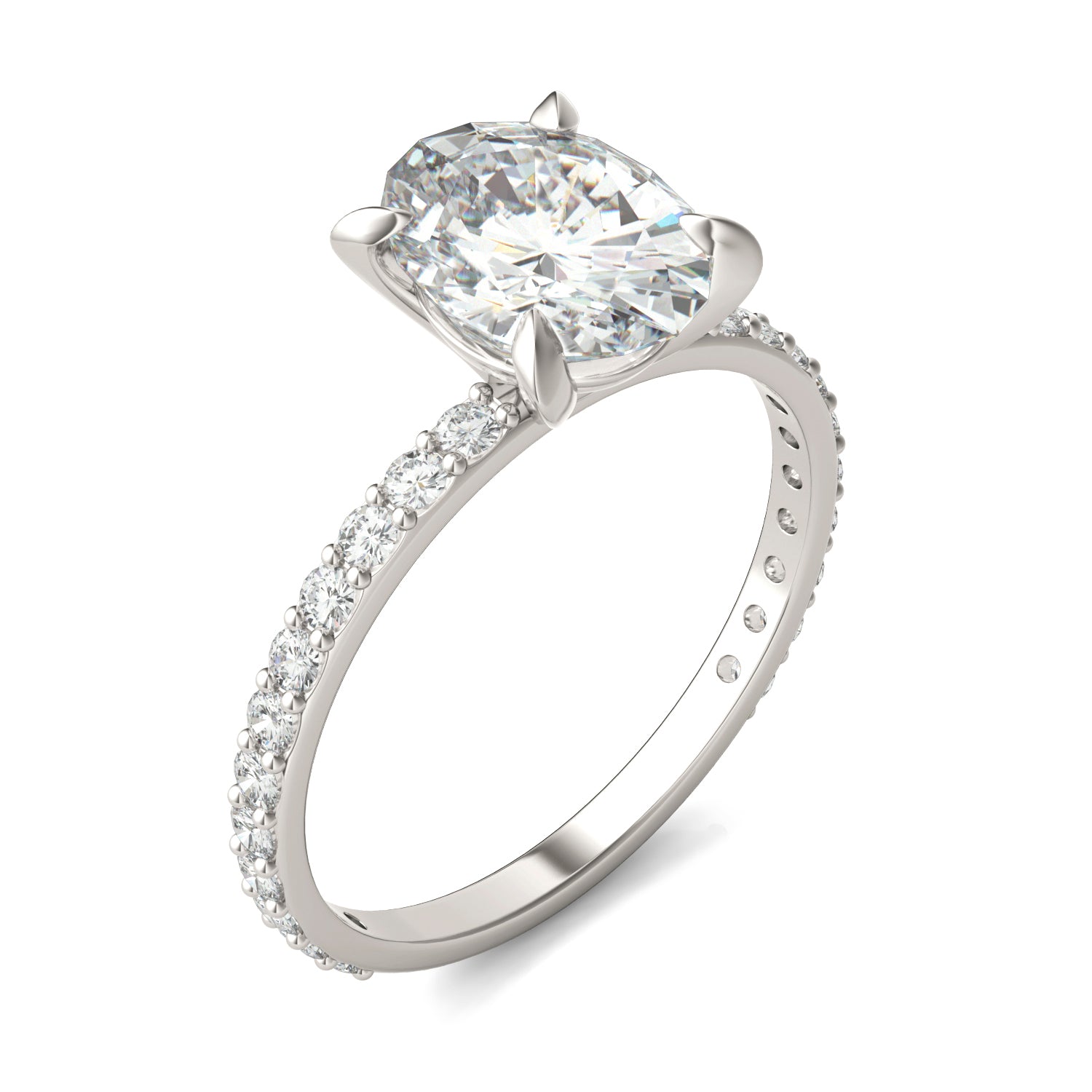 2 2/5 CTW Oval Caydia® Lab Grown Diamond Classic Solitaire with Side Accents Ring