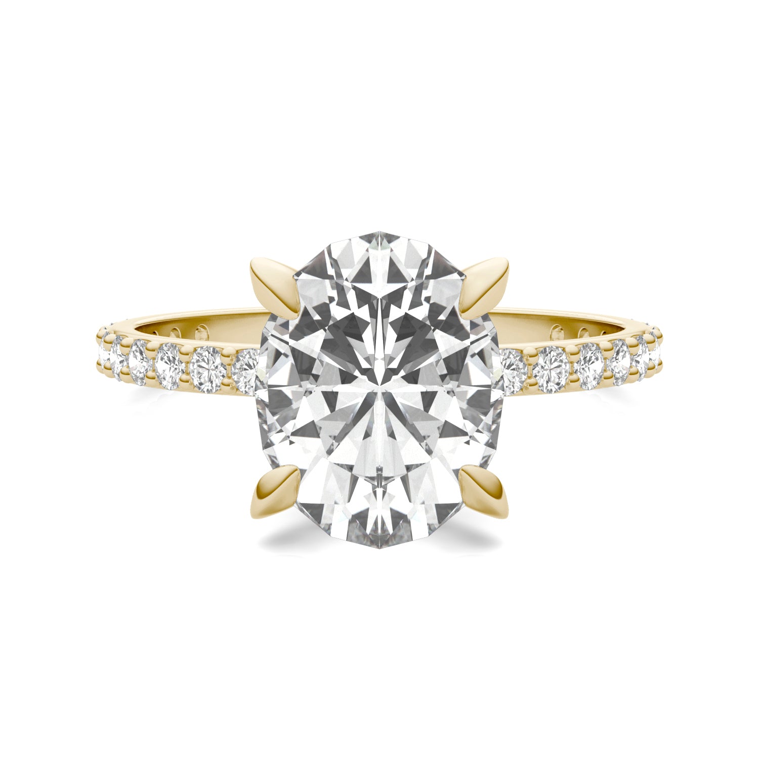 2 7/8 CTW Oval Caydia® Lab Grown Diamond Classic Solitaire with Side Accents Ring