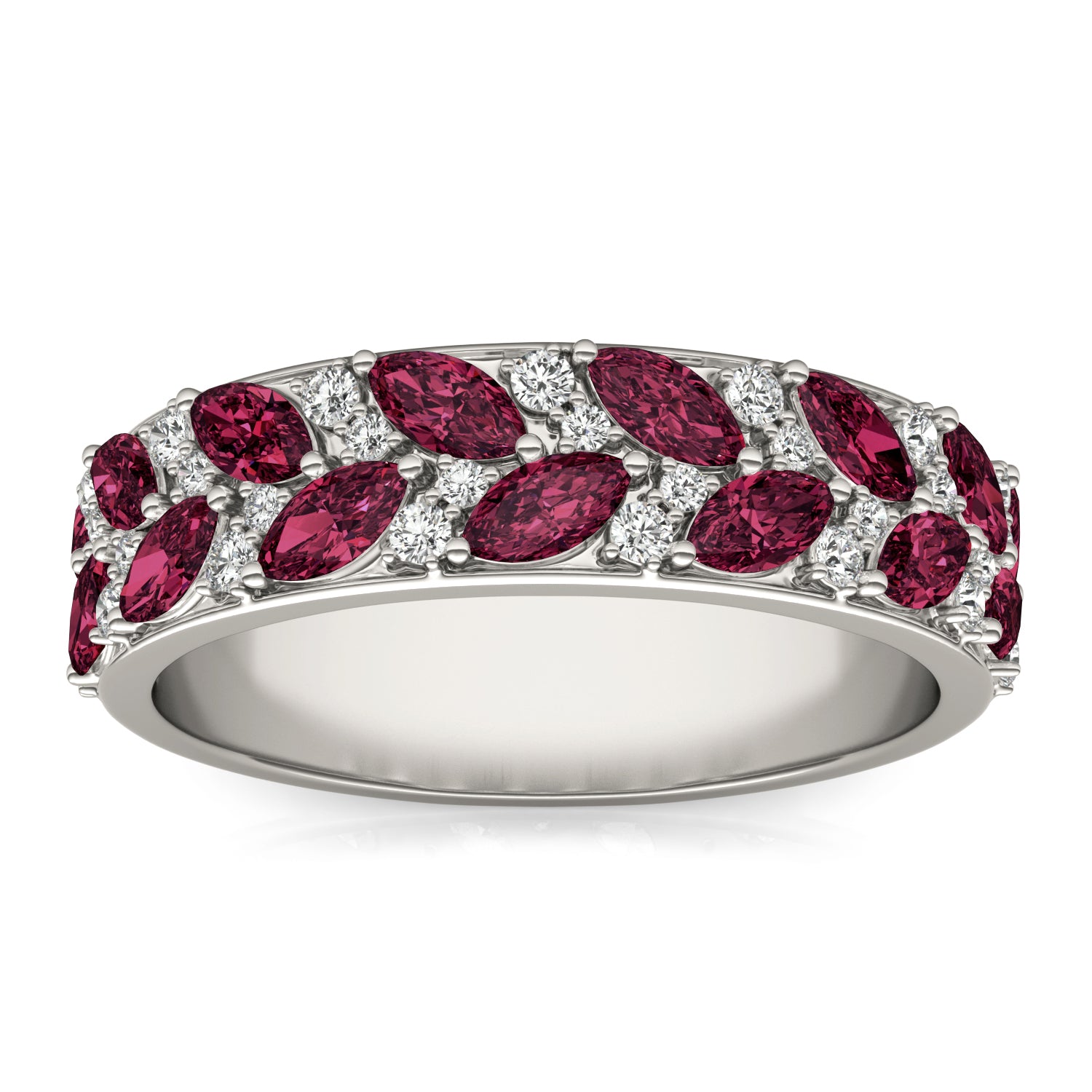 1/4 CTW Round Caydia® Lab Grown Diamond Alternating Anniversary Ring featuring Created Ruby