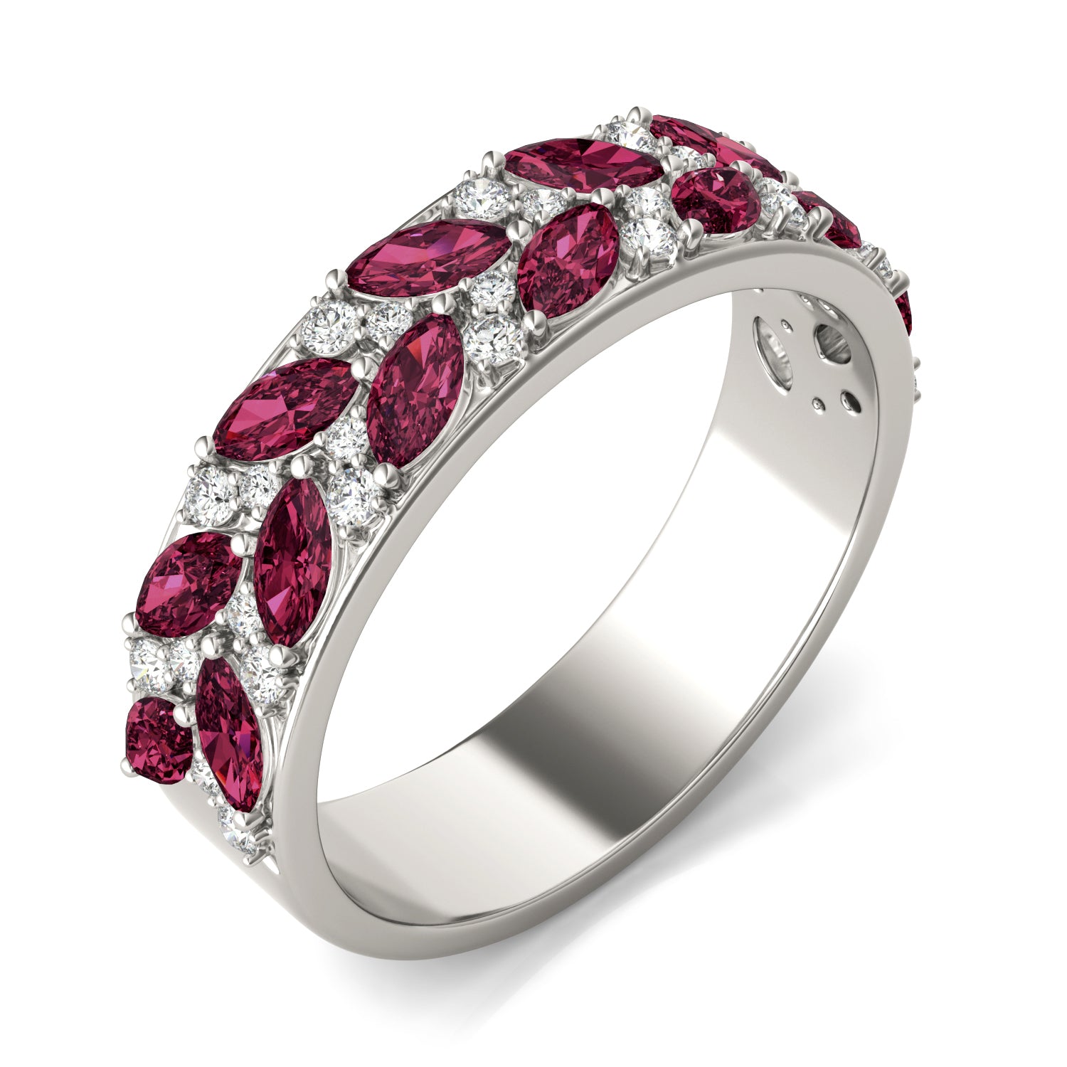 1/4 CTW Round Caydia® Lab Grown Diamond Alternating Anniversary Ring featuring Created Ruby