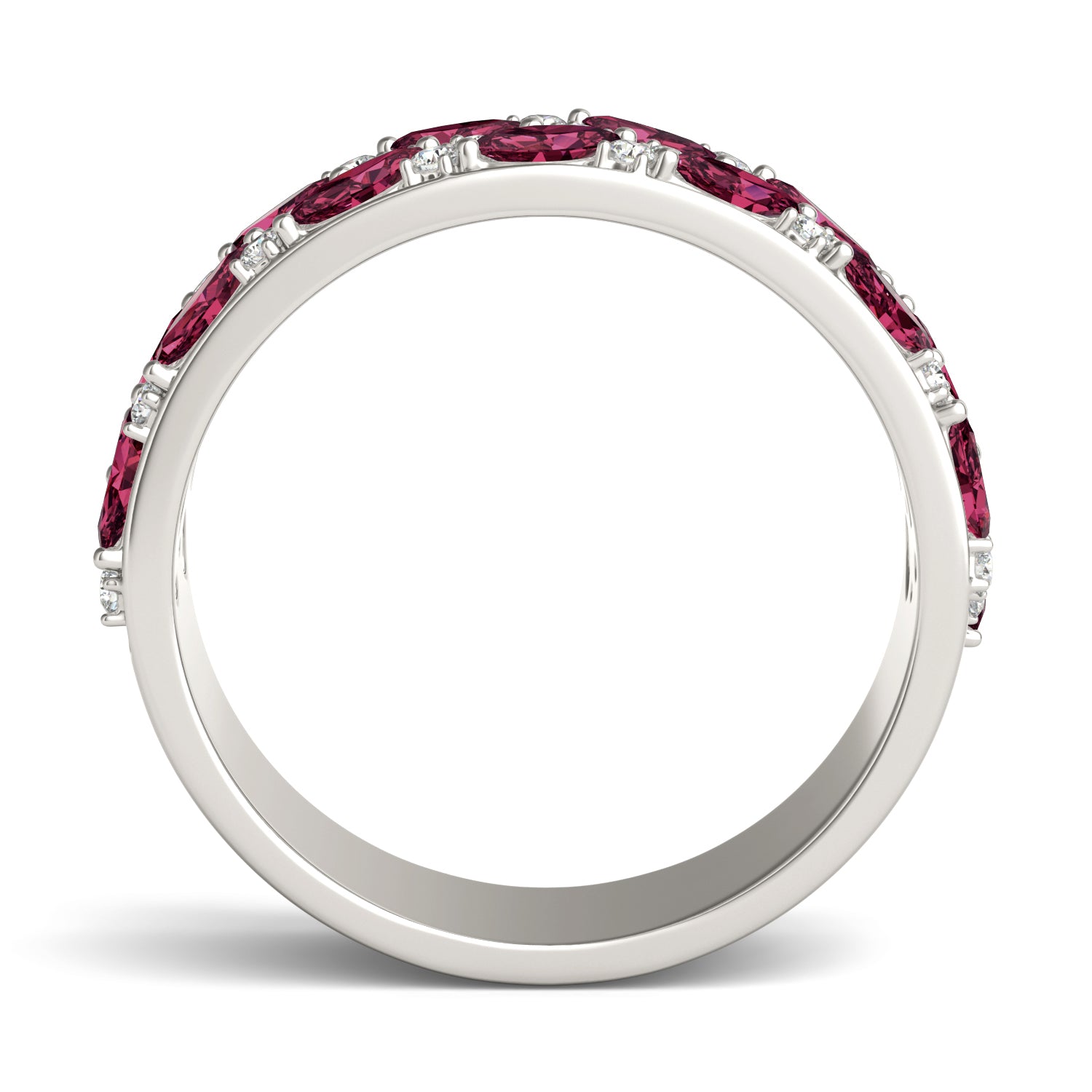 1/4 CTW Round Caydia® Lab Grown Diamond Alternating Anniversary Ring featuring Created Ruby