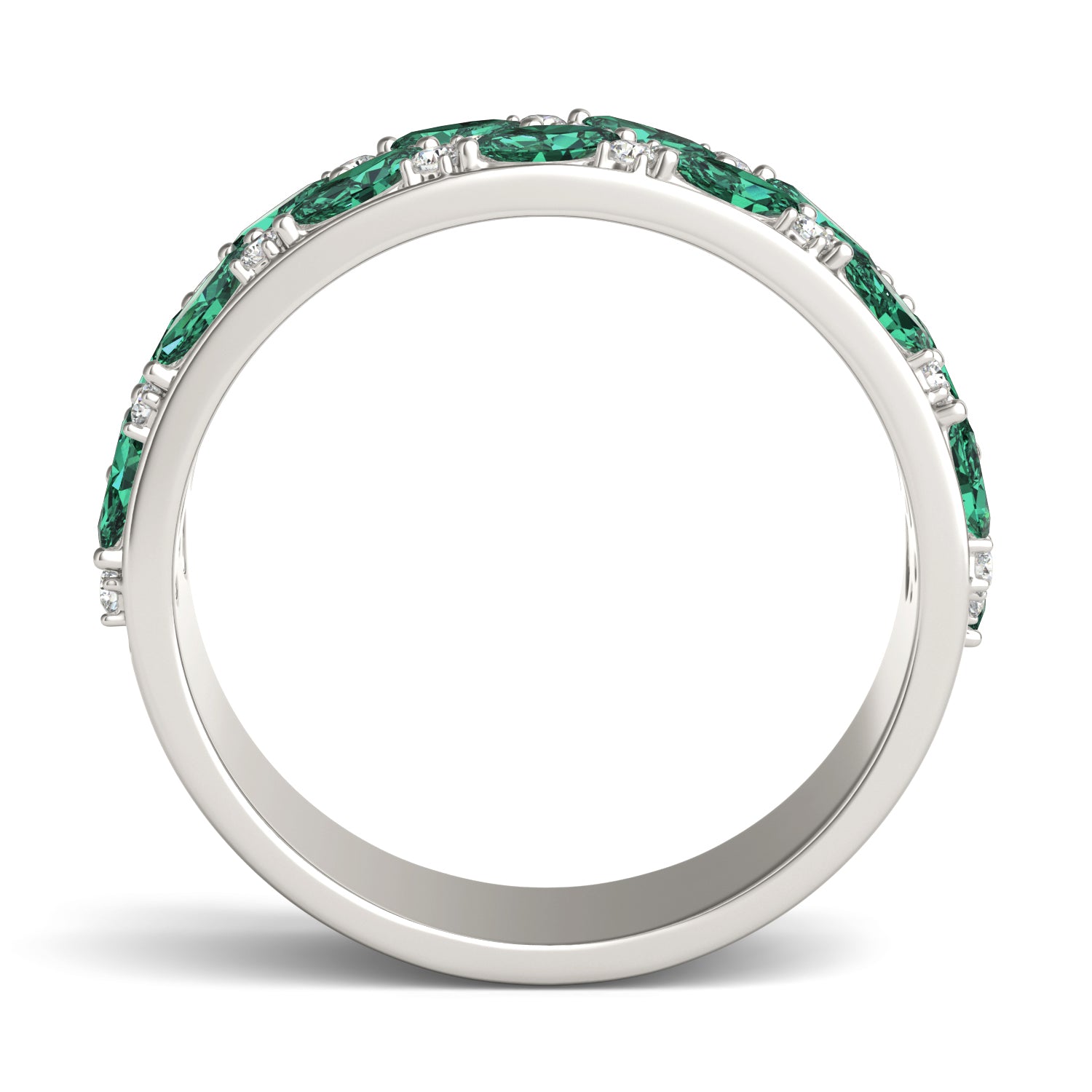 1/4 CTW Round Caydia® Lab Grown Diamond Alternating Anniversary Ring featuring Created Emerald