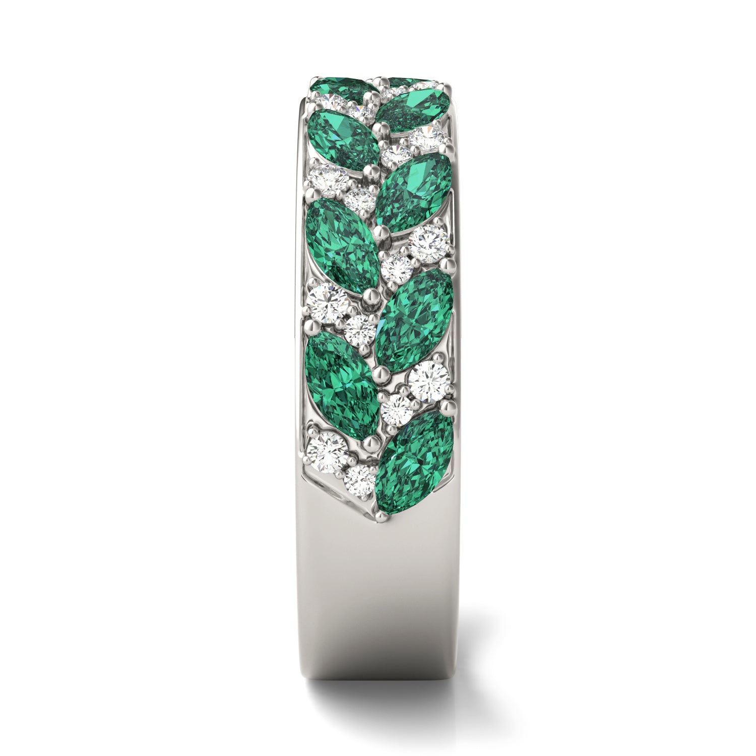 1/4 CTW Round Caydia® Lab Grown Diamond Alternating Anniversary Ring featuring Created Emerald