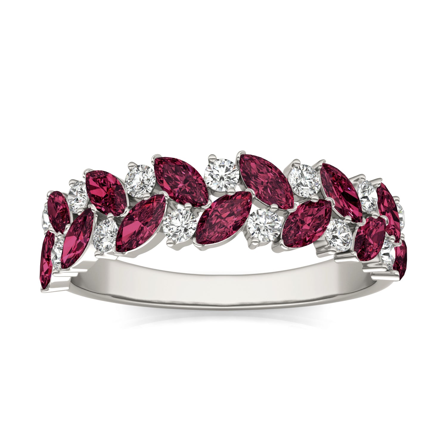 1/3 CTW Round Caydia® Lab Grown Diamond Alternating Ring featuring Created Ruby
