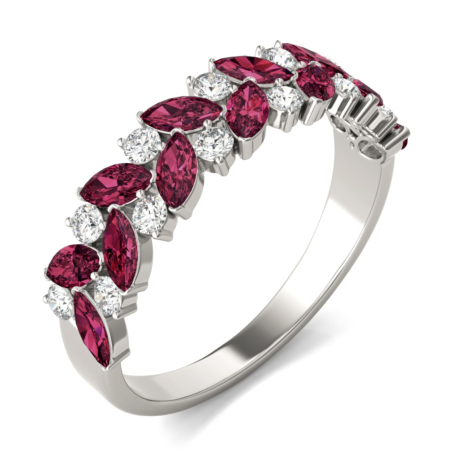 1/3 CTW Round Caydia® Lab Grown Diamond Alternating Ring featuring Created Ruby
