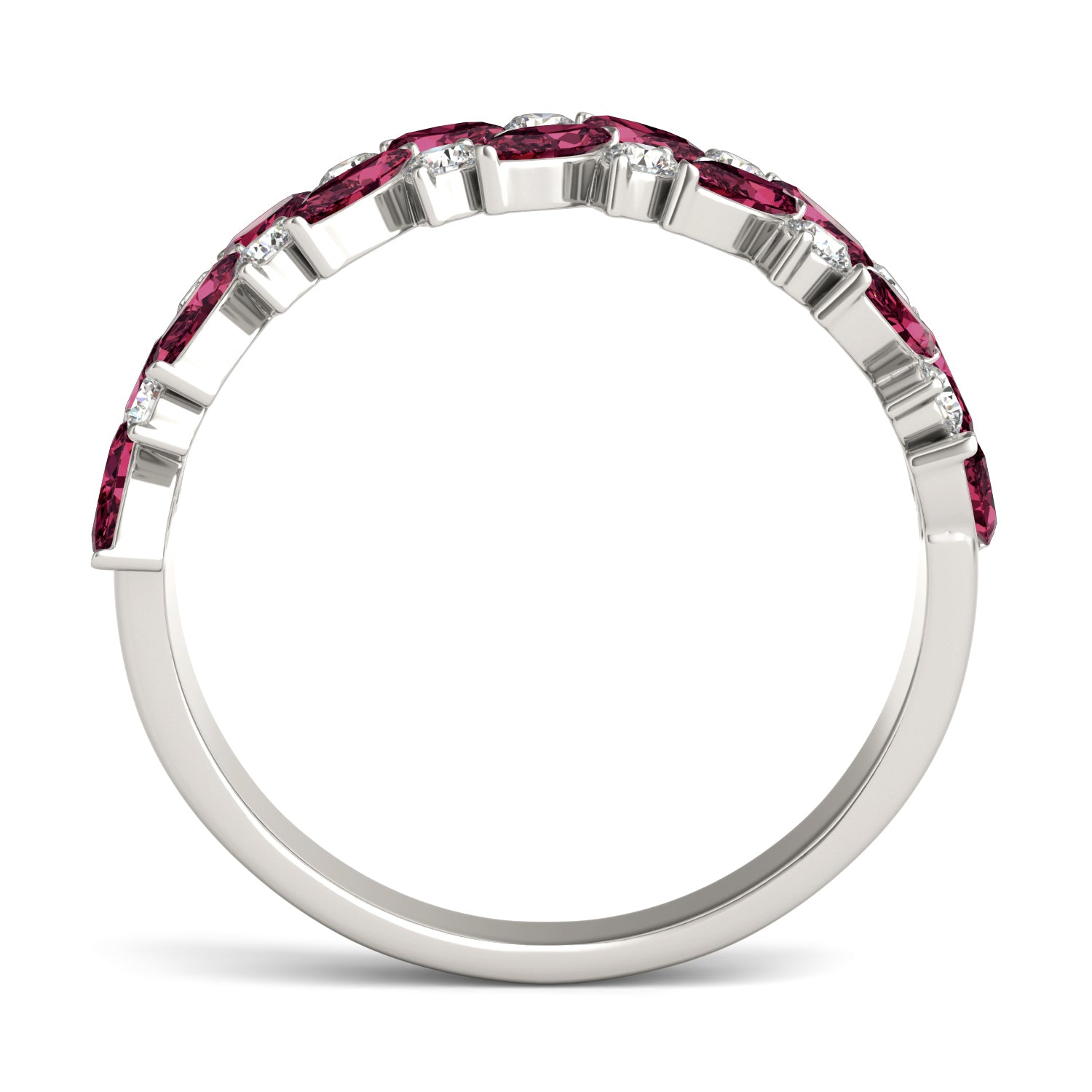 1/3 CTW Round Caydia® Lab Grown Diamond Alternating Ring featuring Created Ruby