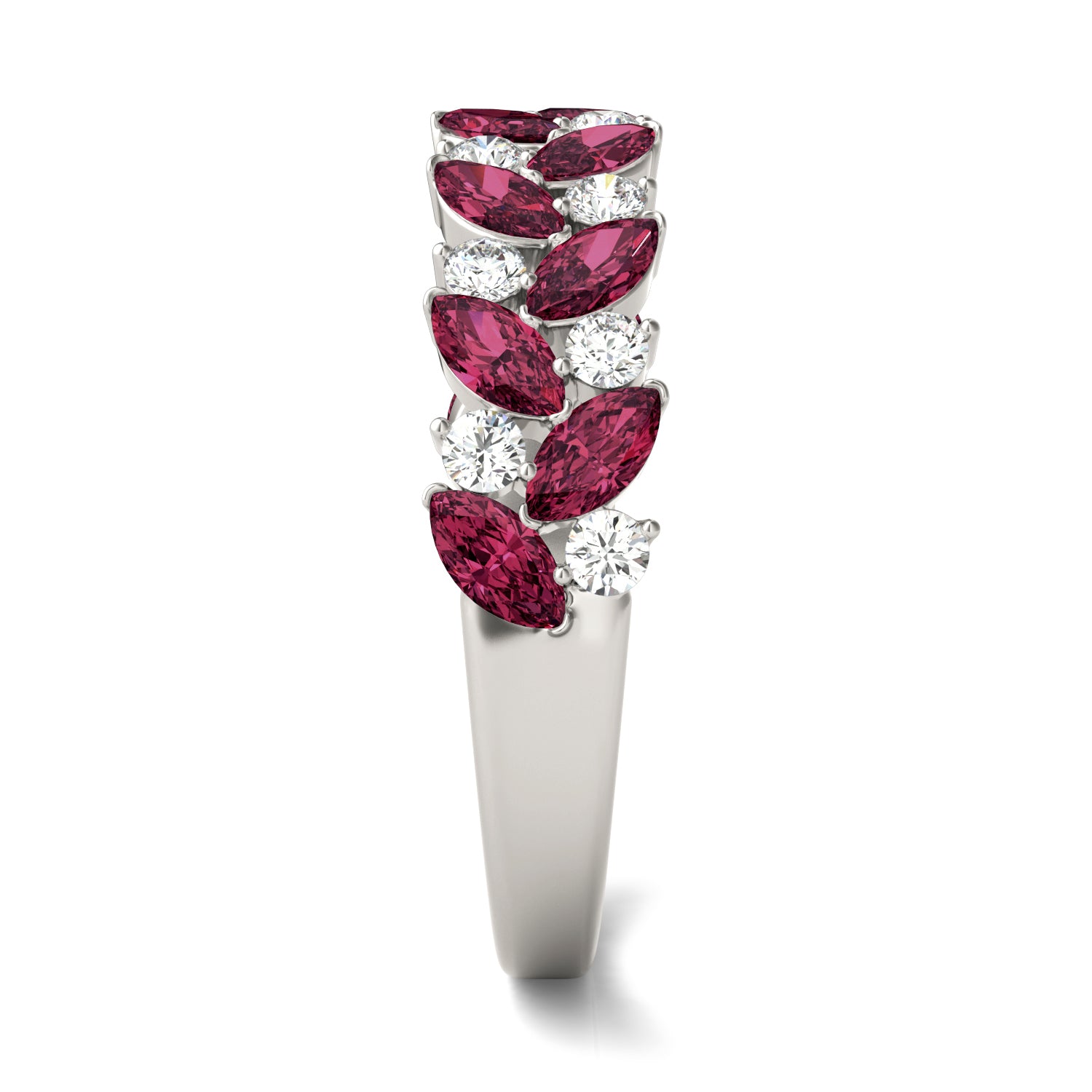 1/3 CTW Round Caydia® Lab Grown Diamond Alternating Ring featuring Created Ruby