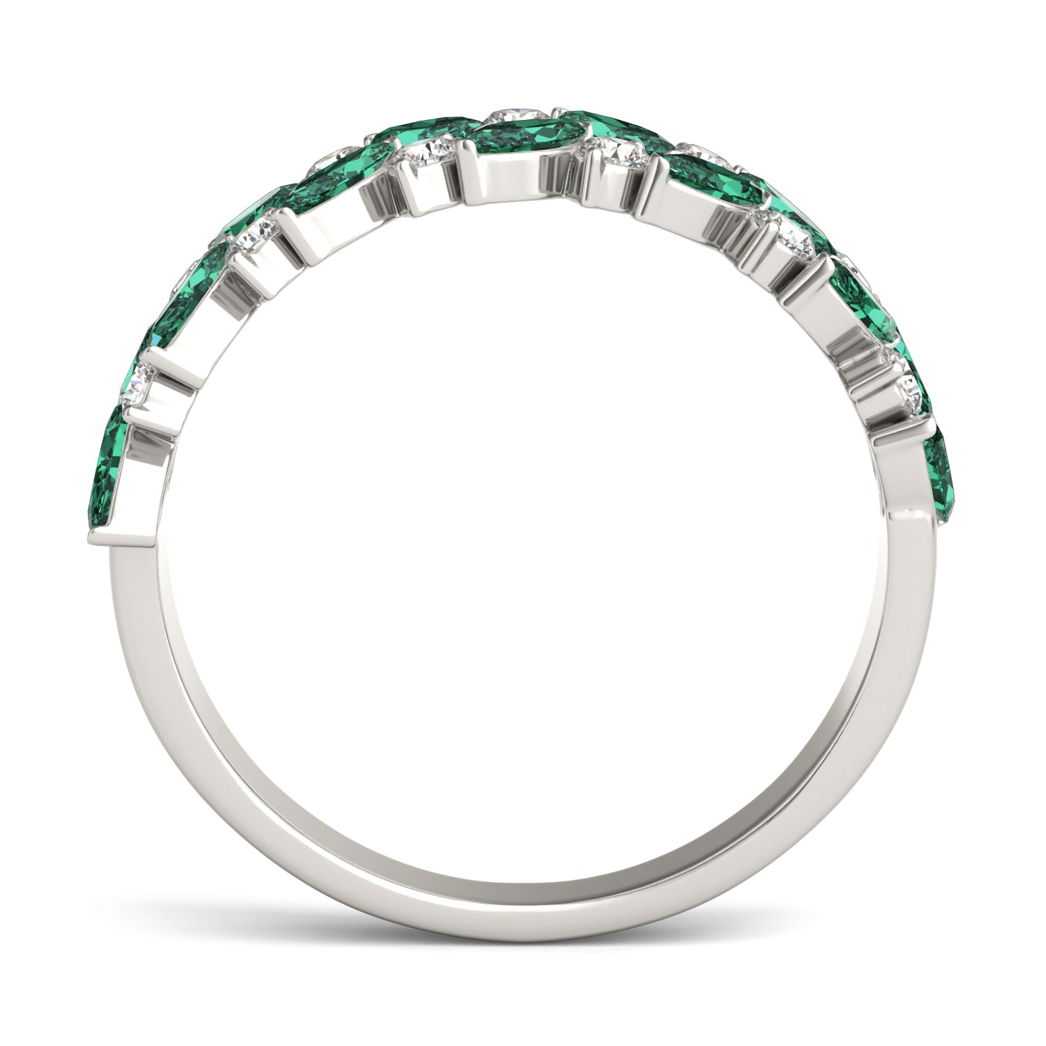 1/3 CTW Round Caydia® Lab Grown Diamond Alternating Ring featuring Created Emerald