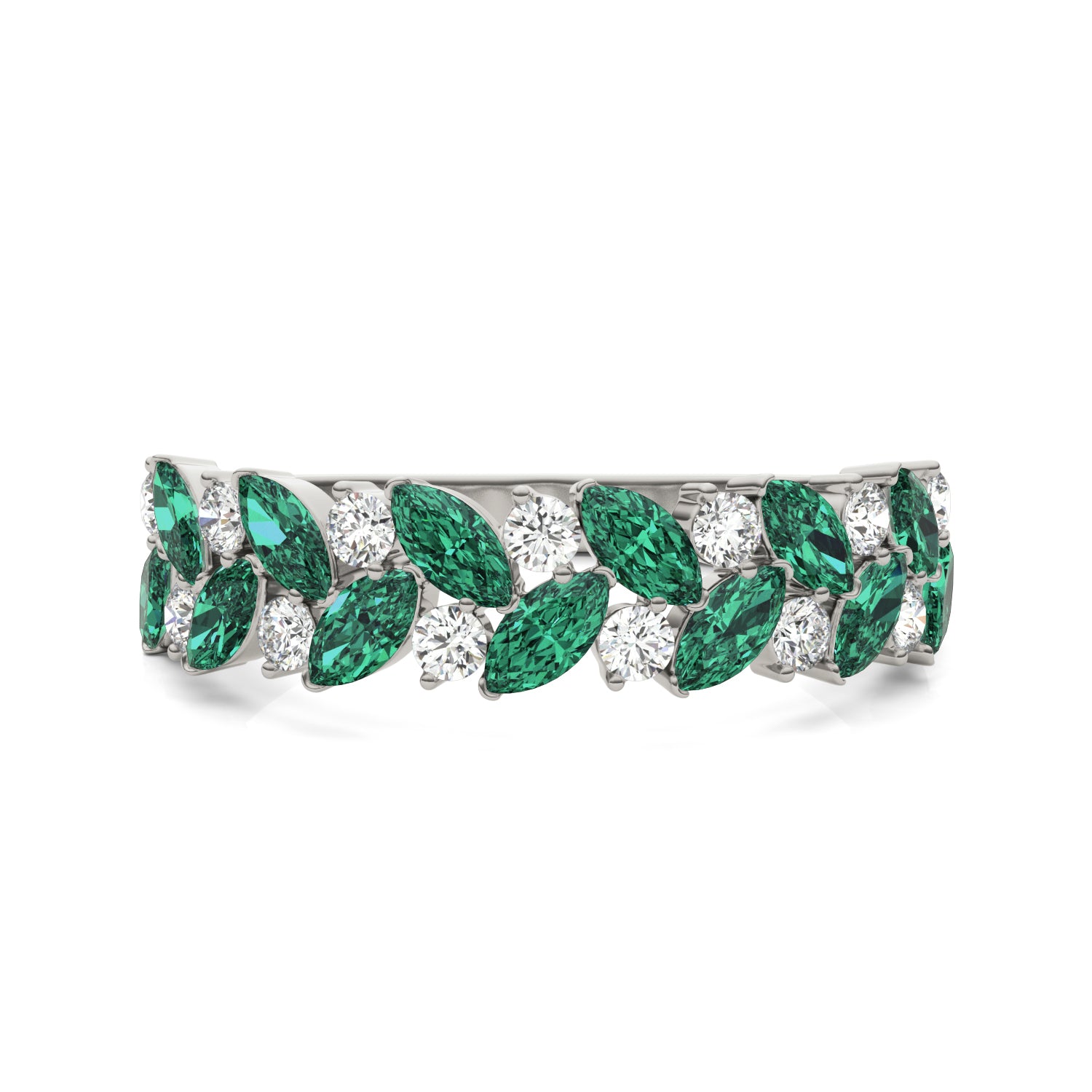 1/3 CTW Round Caydia® Lab Grown Diamond Alternating Ring featuring Created Emerald