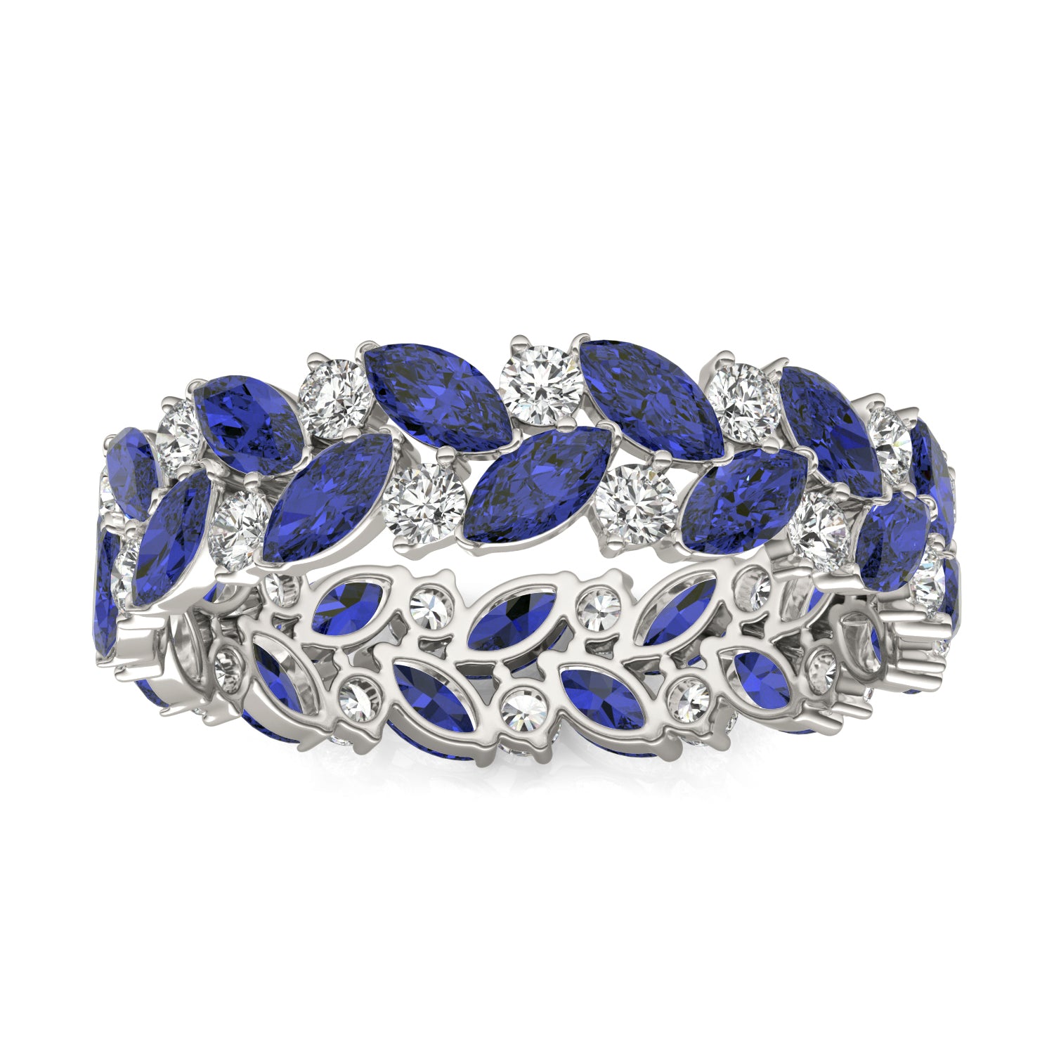 5/8 CTW Round Caydia® Lab Grown Diamond Alternating Eternity Ring featuring Created Sapphire