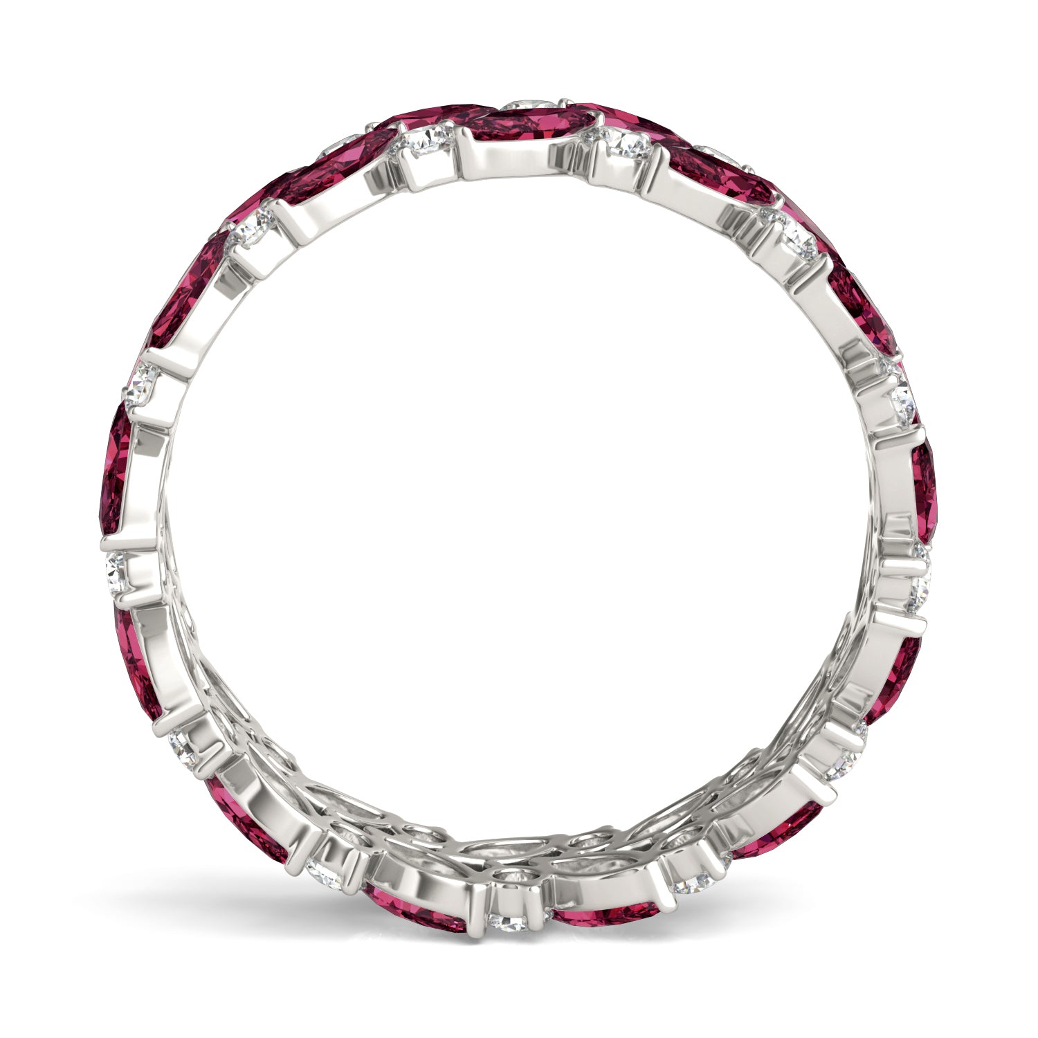 5/8 CTW Round Caydia® Lab Grown Diamond Alternating Eternity Ring featuring Created Ruby