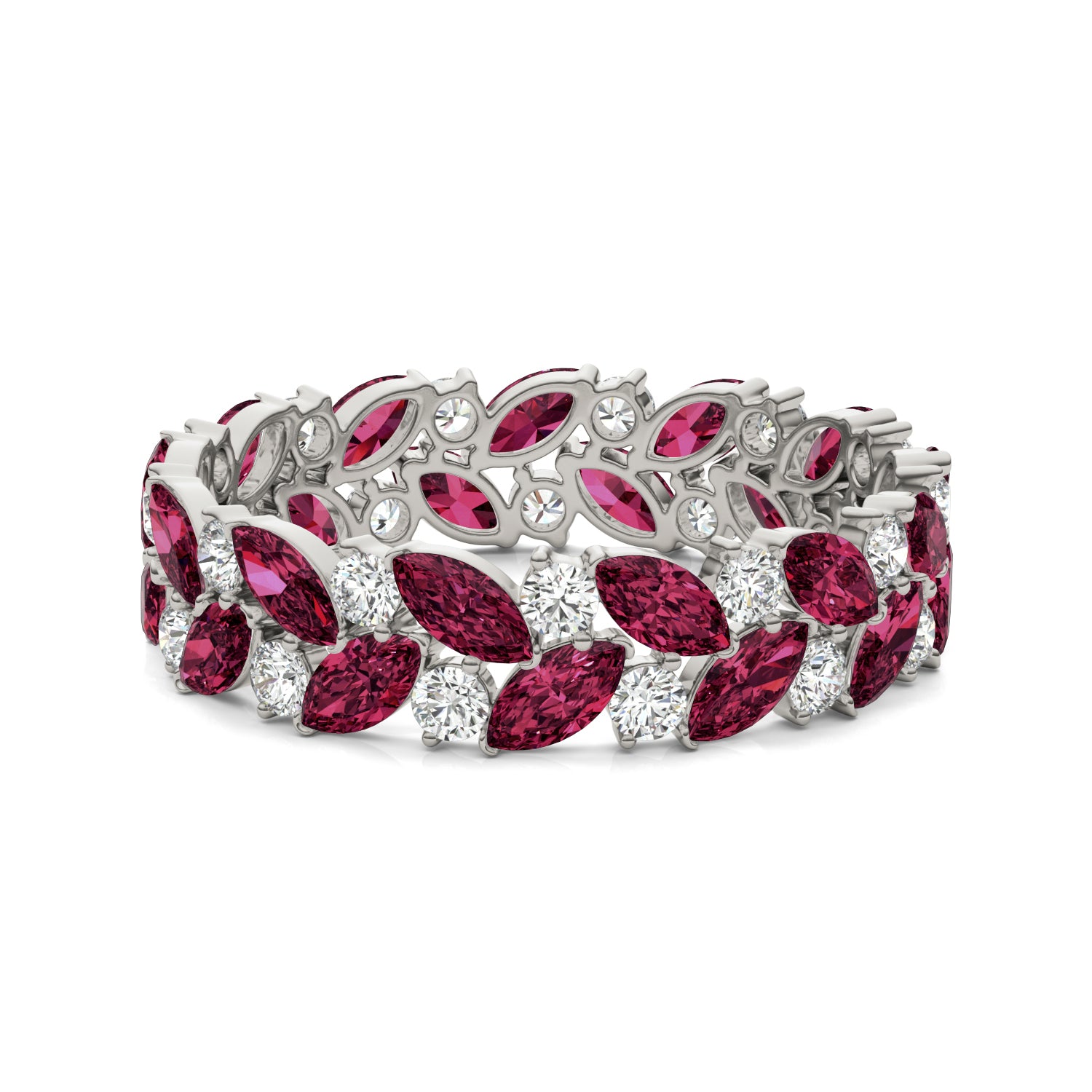 5/8 CTW Round Caydia® Lab Grown Diamond Alternating Eternity Ring featuring Created Ruby