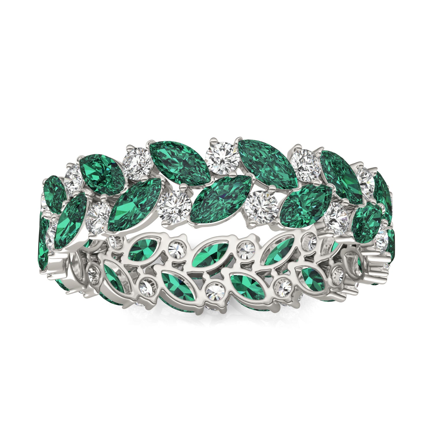 5/8 CTW Round Caydia® Lab Grown Diamond Alternating Eternity Ring featuring Created Emerald