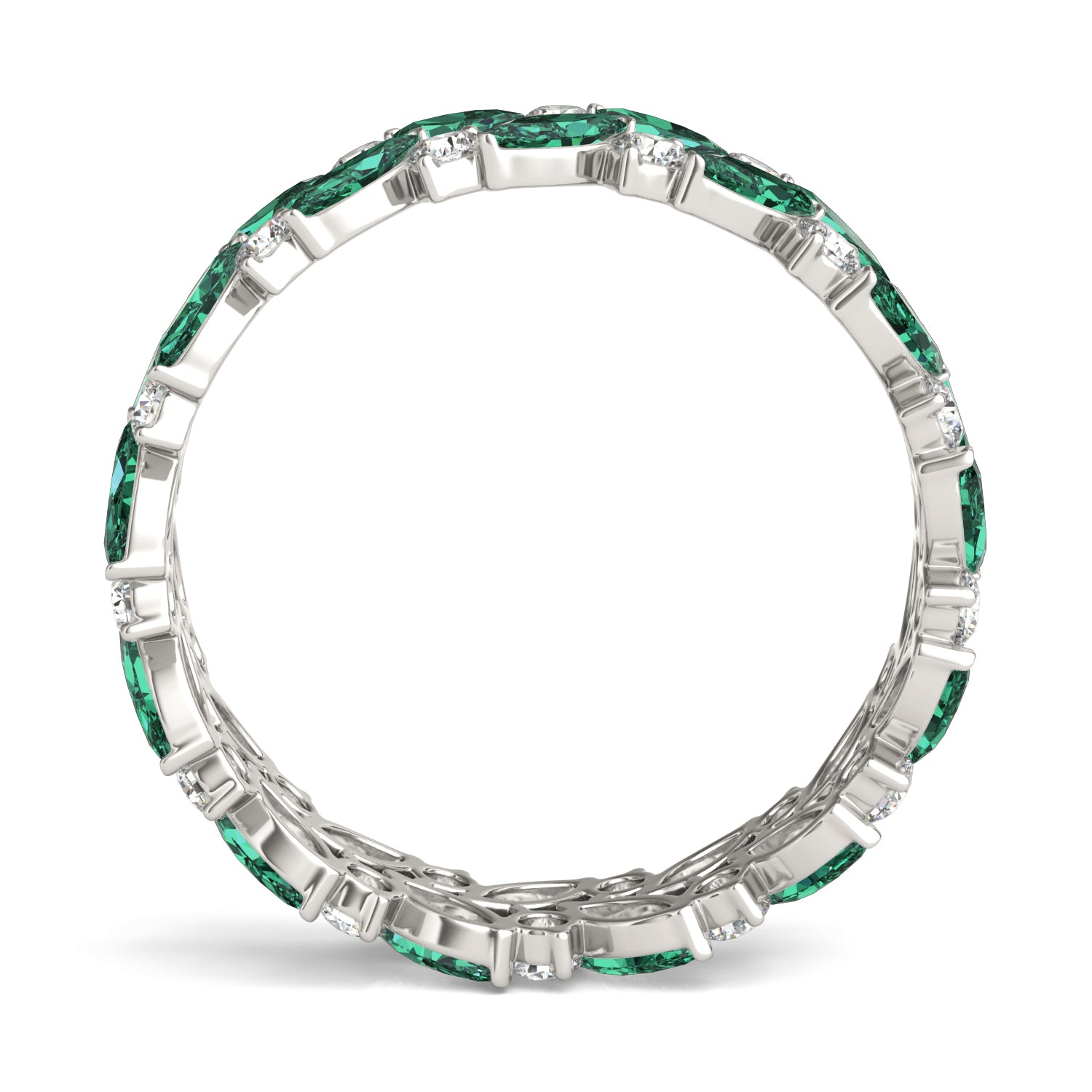 5/8 CTW Round Caydia® Lab Grown Diamond Alternating Eternity Ring featuring Created Emerald