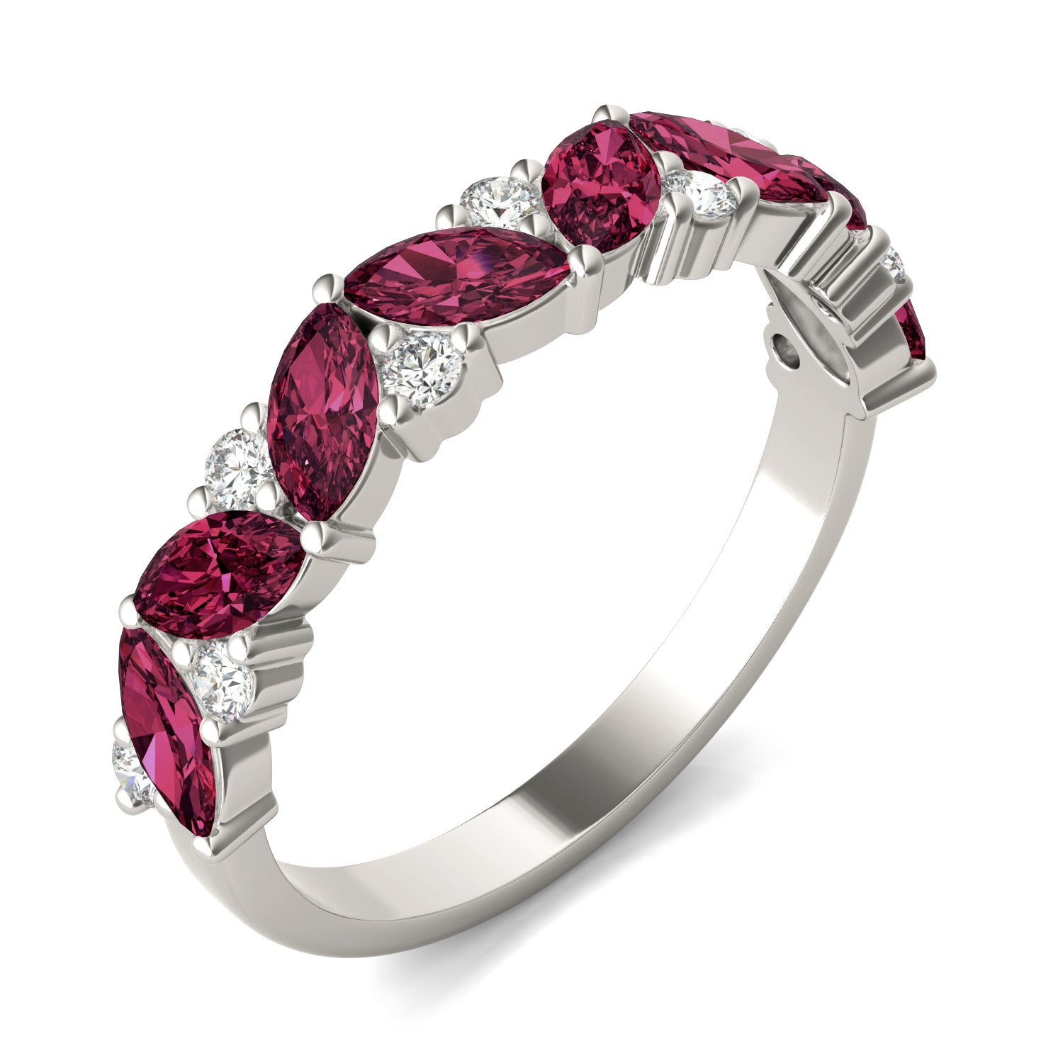 1/5 CTW Round Caydia® Lab Grown Diamond Alternating Classic Ring featuring Created Ruby