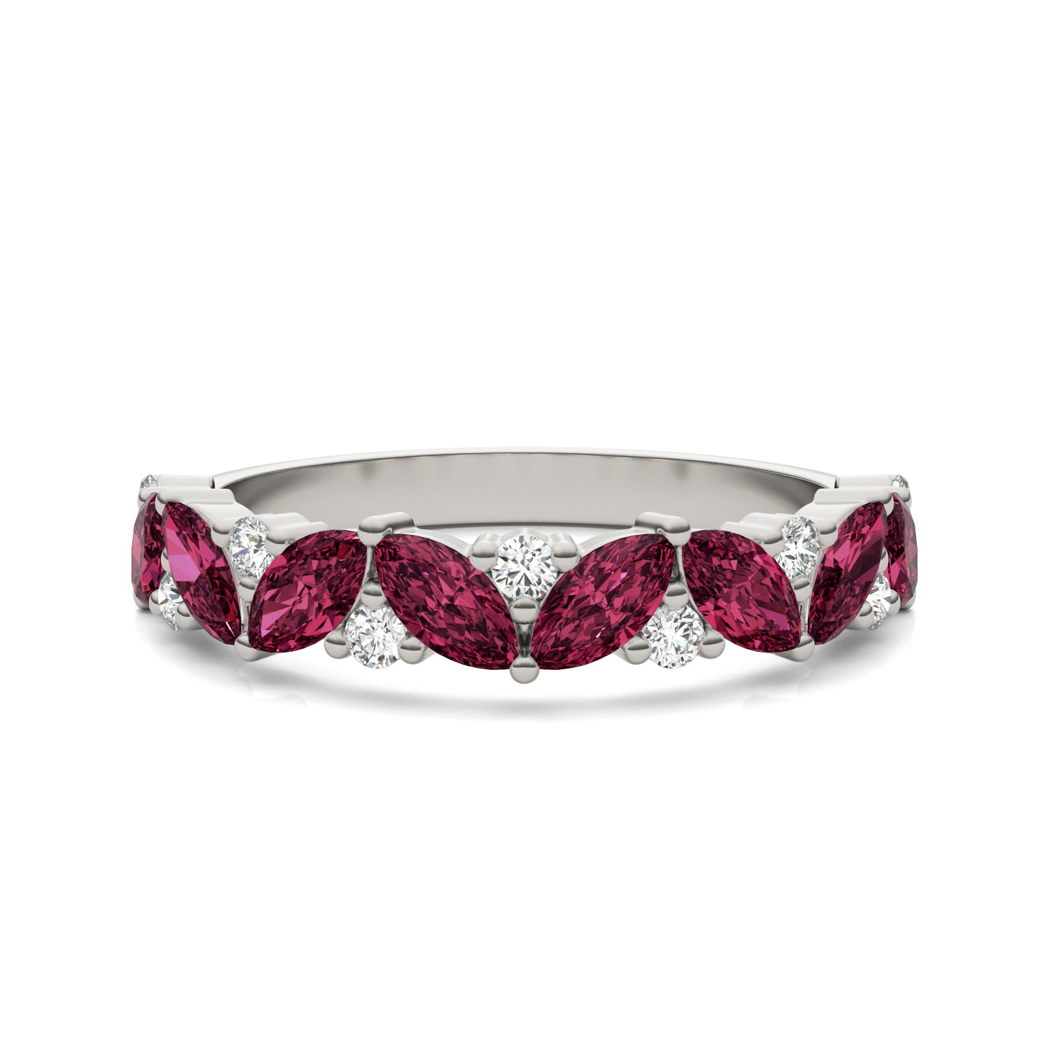 1/5 CTW Round Caydia® Lab Grown Diamond Alternating Classic Ring featuring Created Ruby