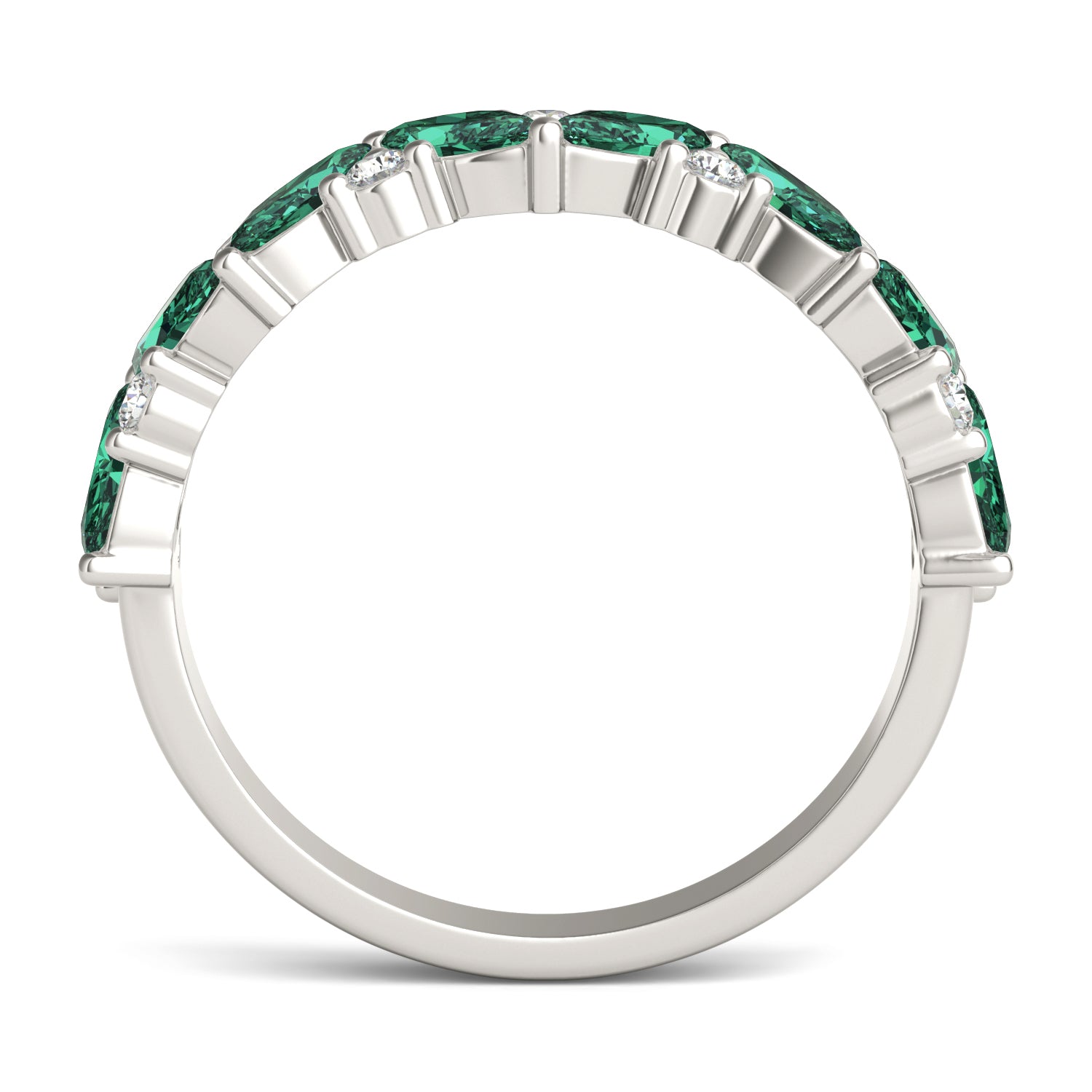 1/5 CTW Round Caydia® Lab Grown Diamond Alternating Classic Ring featuring Created Emerald