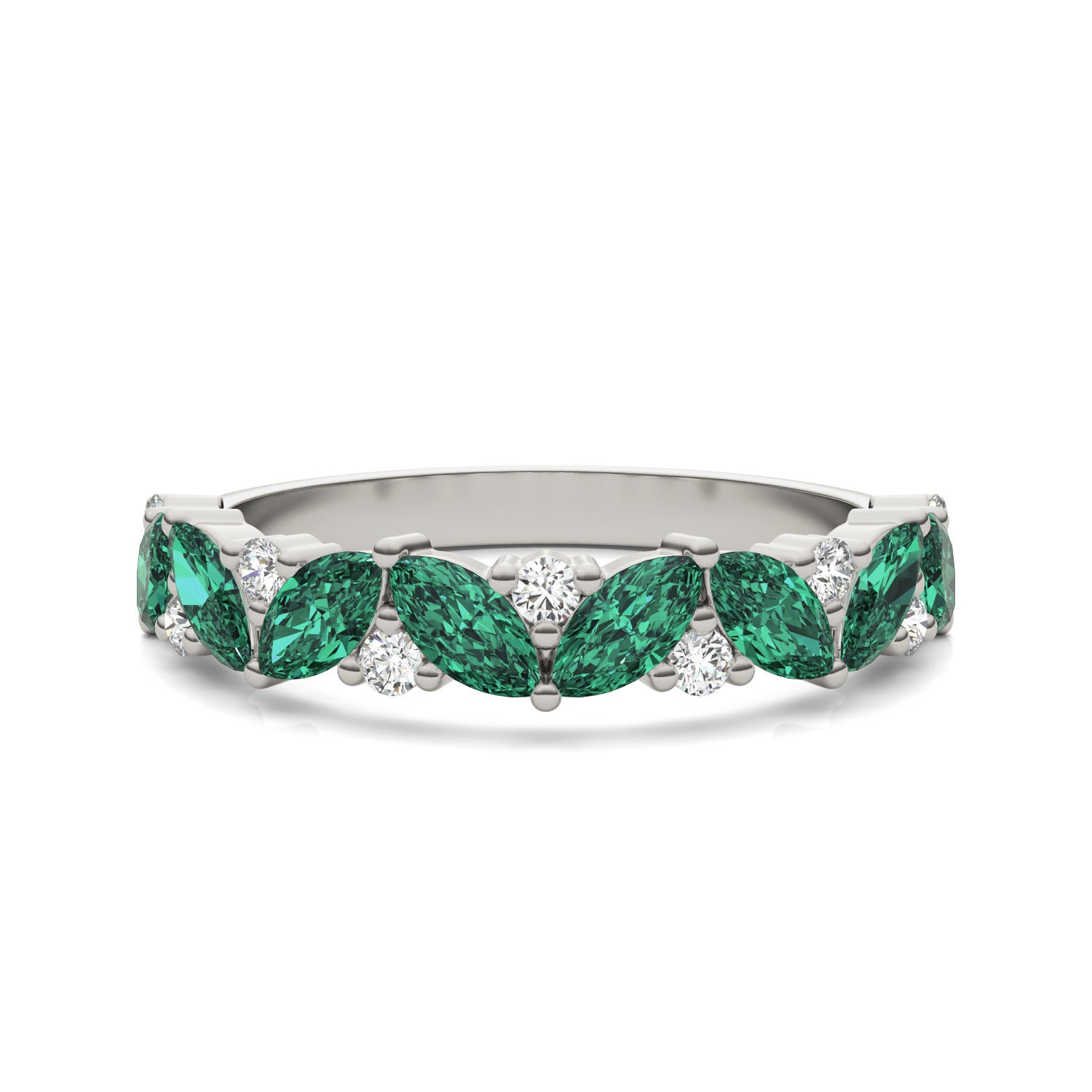 1/5 CTW Round Caydia® Lab Grown Diamond Alternating Classic Ring featuring Created Emerald