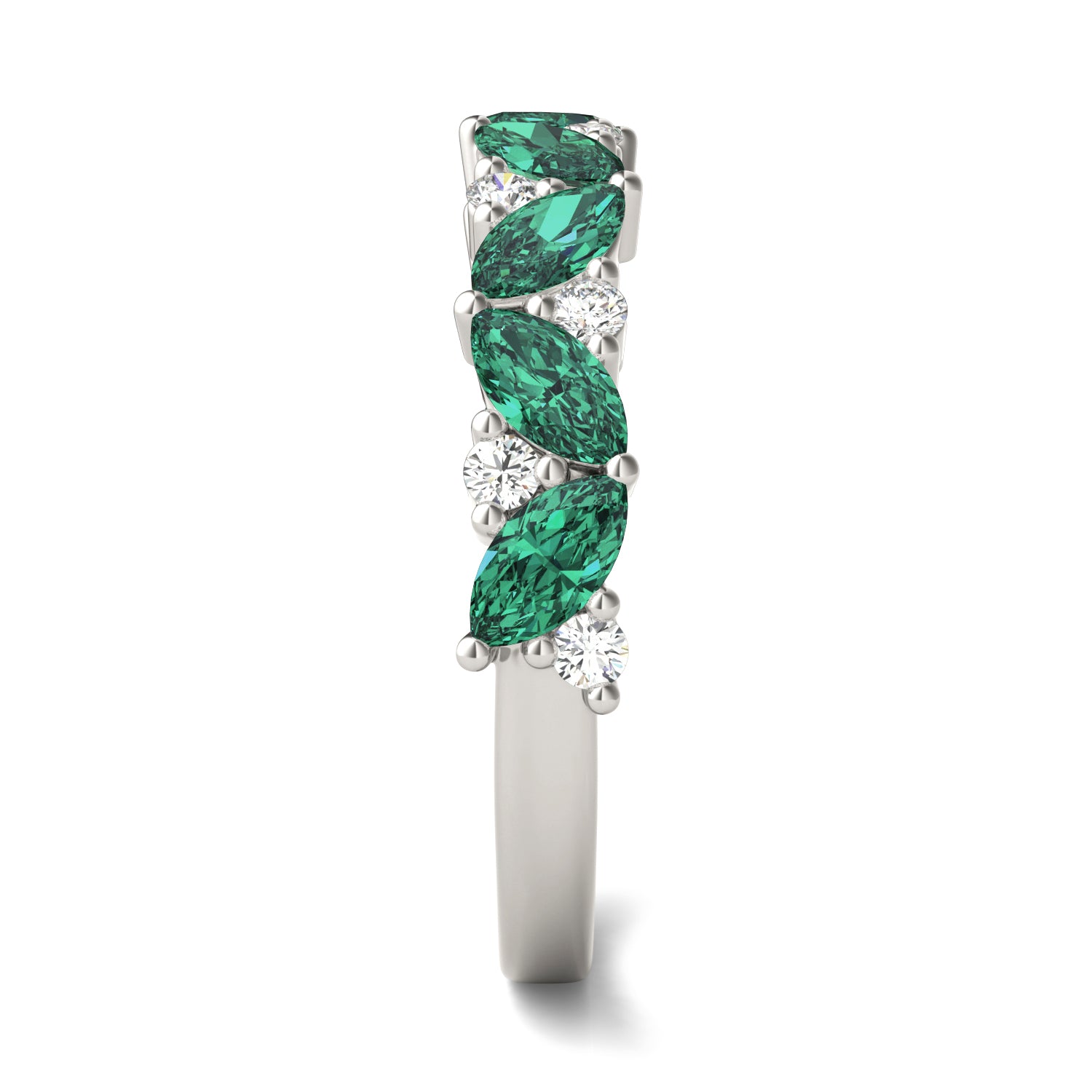 1/5 CTW Round Caydia® Lab Grown Diamond Alternating Classic Ring featuring Created Emerald