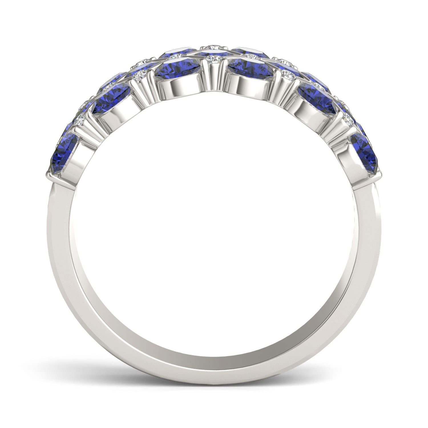 1/6 CTW Round Caydia® Lab Grown Diamond Three Row Anniversary Ring featuring Created Sapphire