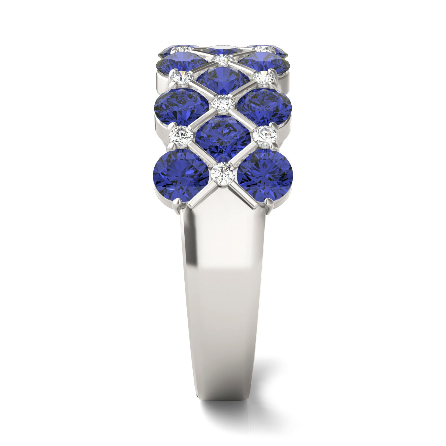 1/6 CTW Round Caydia® Lab Grown Diamond Three Row Anniversary Ring featuring Created Sapphire