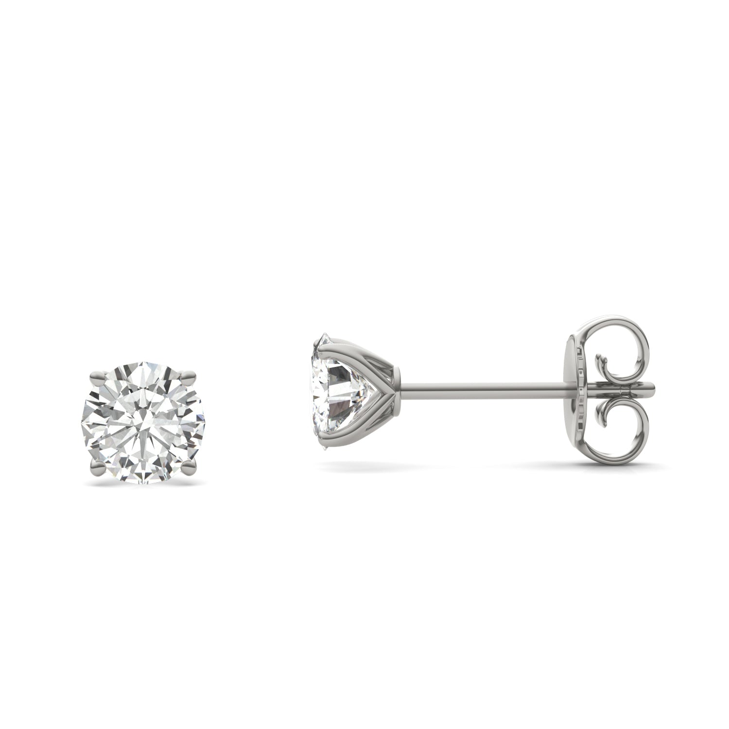 1.00 CTW DEW Round Forever One™ Moissanite Four Prong Martini Stud Earrings