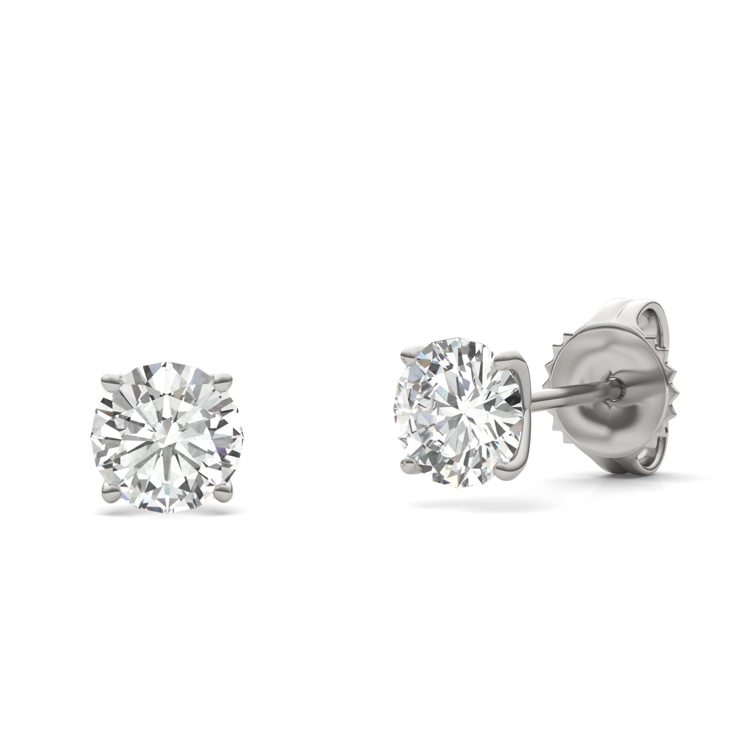 1.00 CTW DEW Round Forever One™ Moissanite Four Prong Martini Stud Earrings