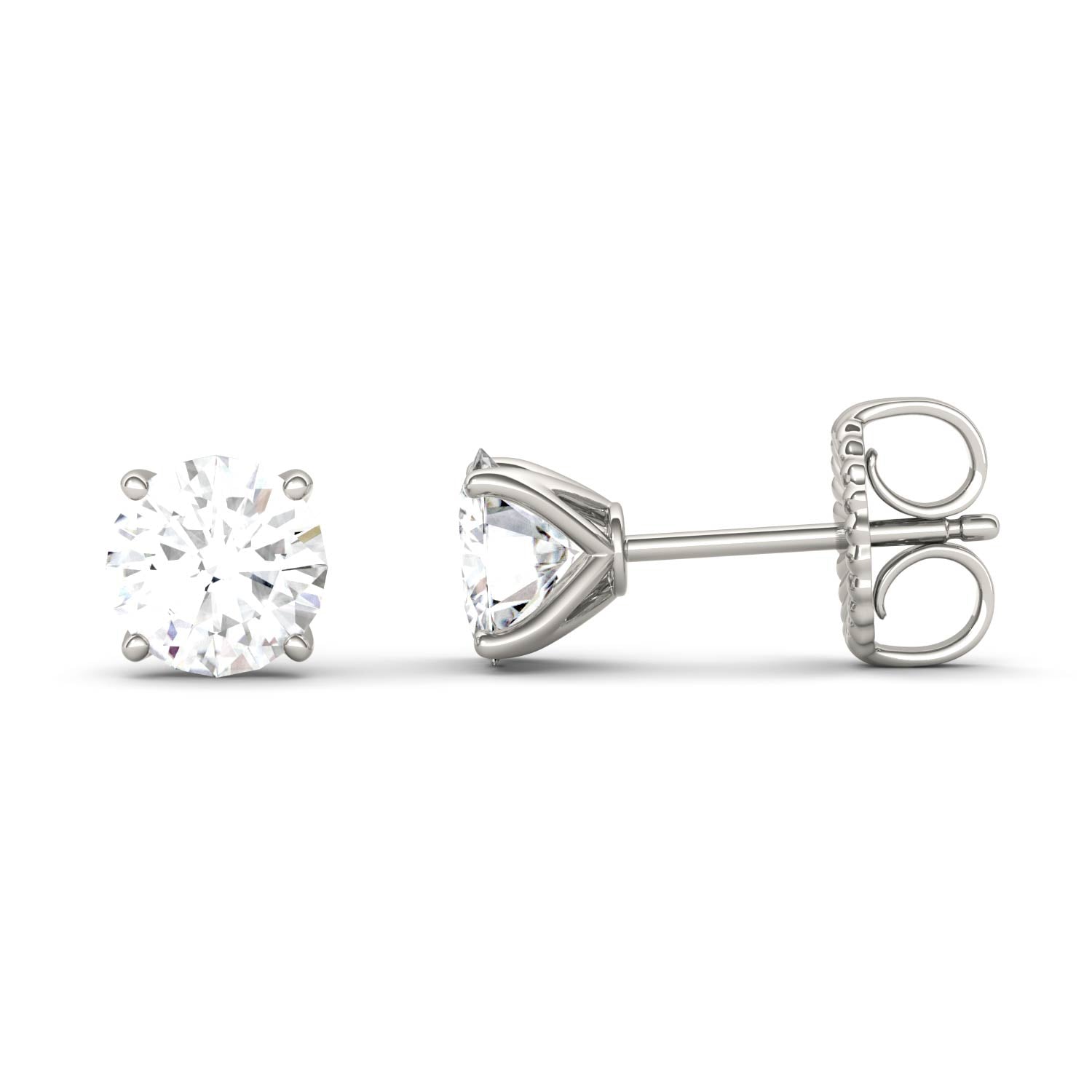 1.60 CTW DEW Round Forever One™ Moissanite Four Prong Martini Stud Earrings