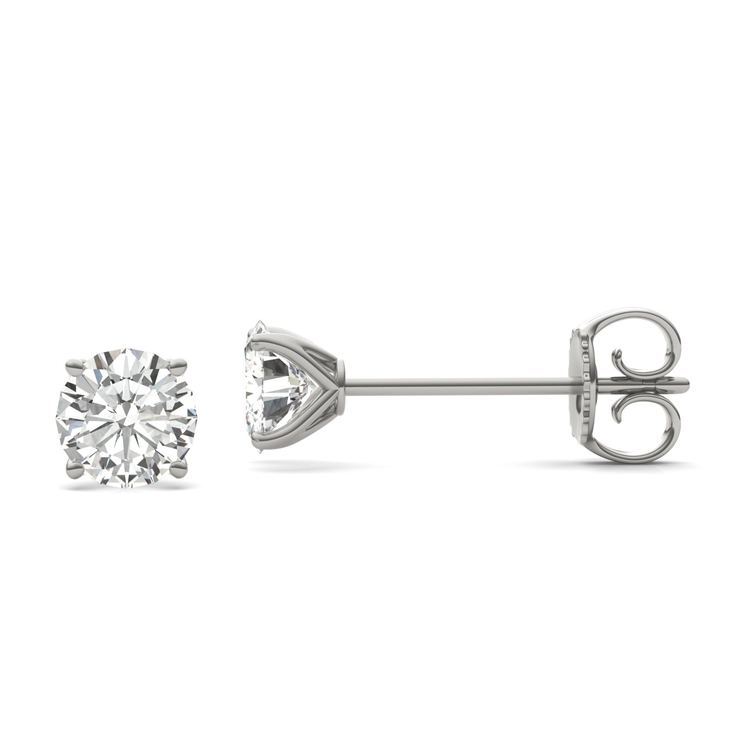 1.60 CTW DEW Round Forever One™ Moissanite Four Prong Martini Stud Earrings