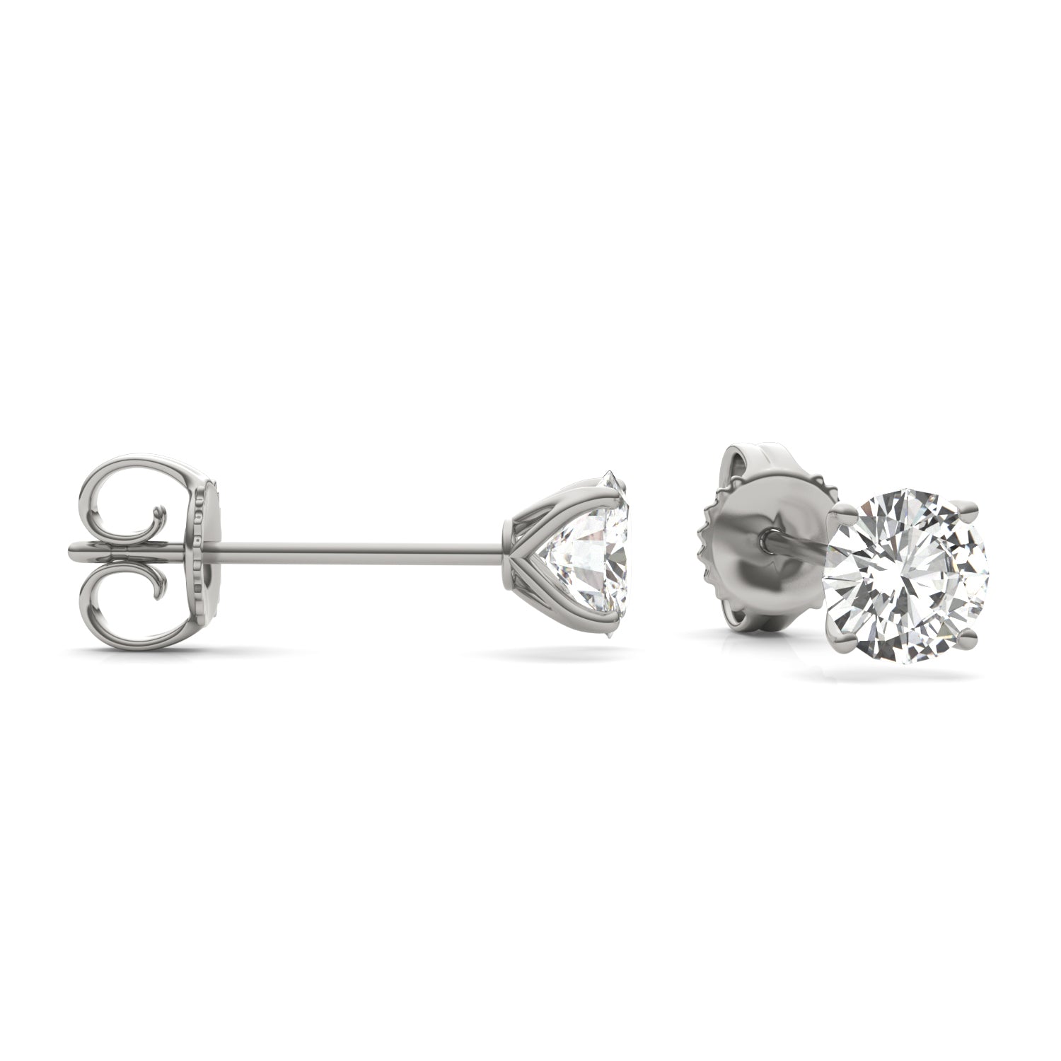 2.00 CTW DEW Round Forever One™ Moissanite Four Prong Martini Stud Earrings