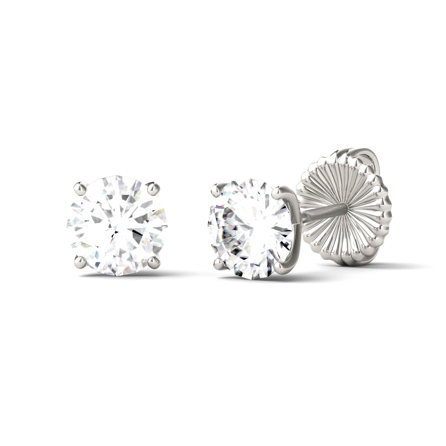 1.60 CTW DEW Round Forever One™ Moissanite Four Prong Martini Stud Earrings